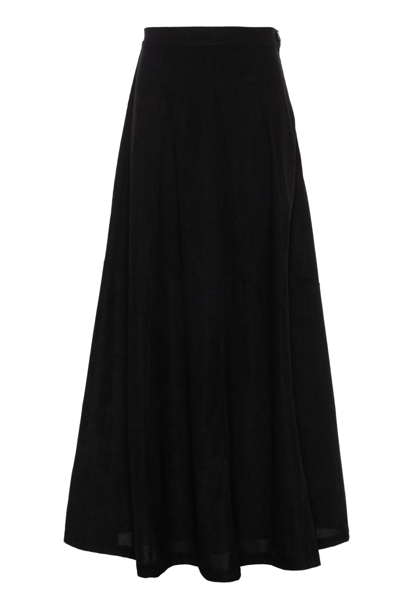 Midi Corduroy Burst Pleated Skirt in Black by Faves