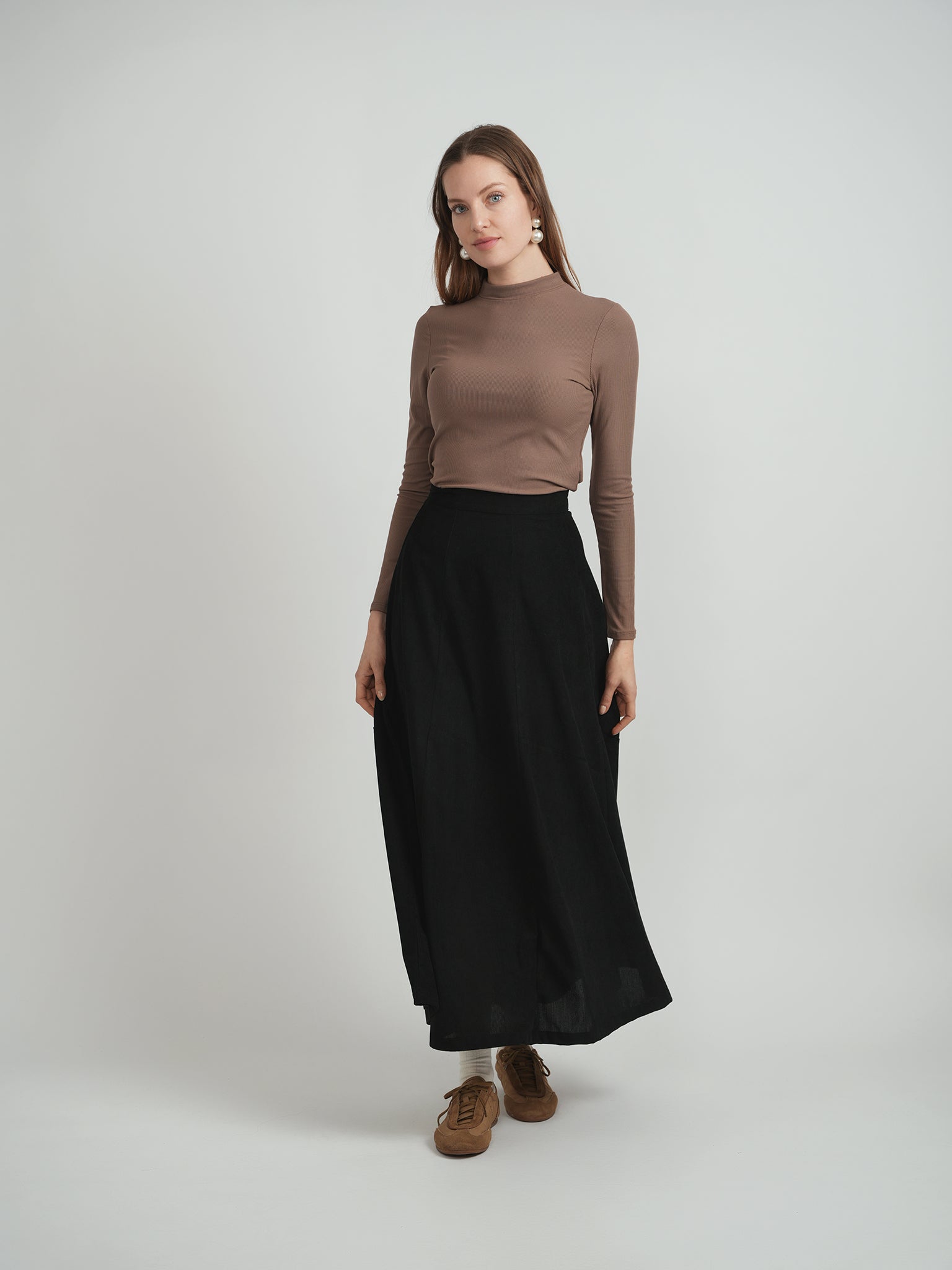Midi Corduroy Burst Pleated Skirt in by Faves