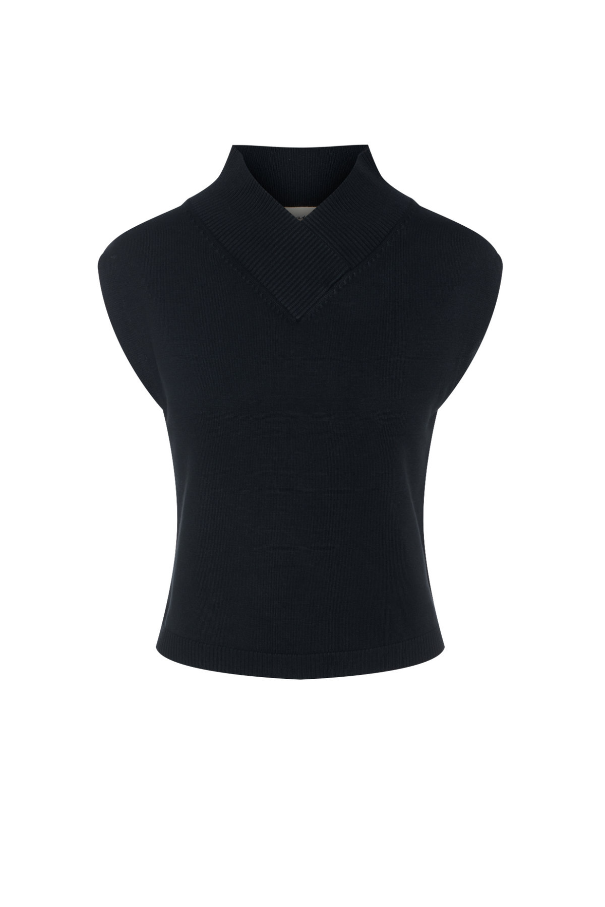 High V-neck Knit Vest in Black by Versatile