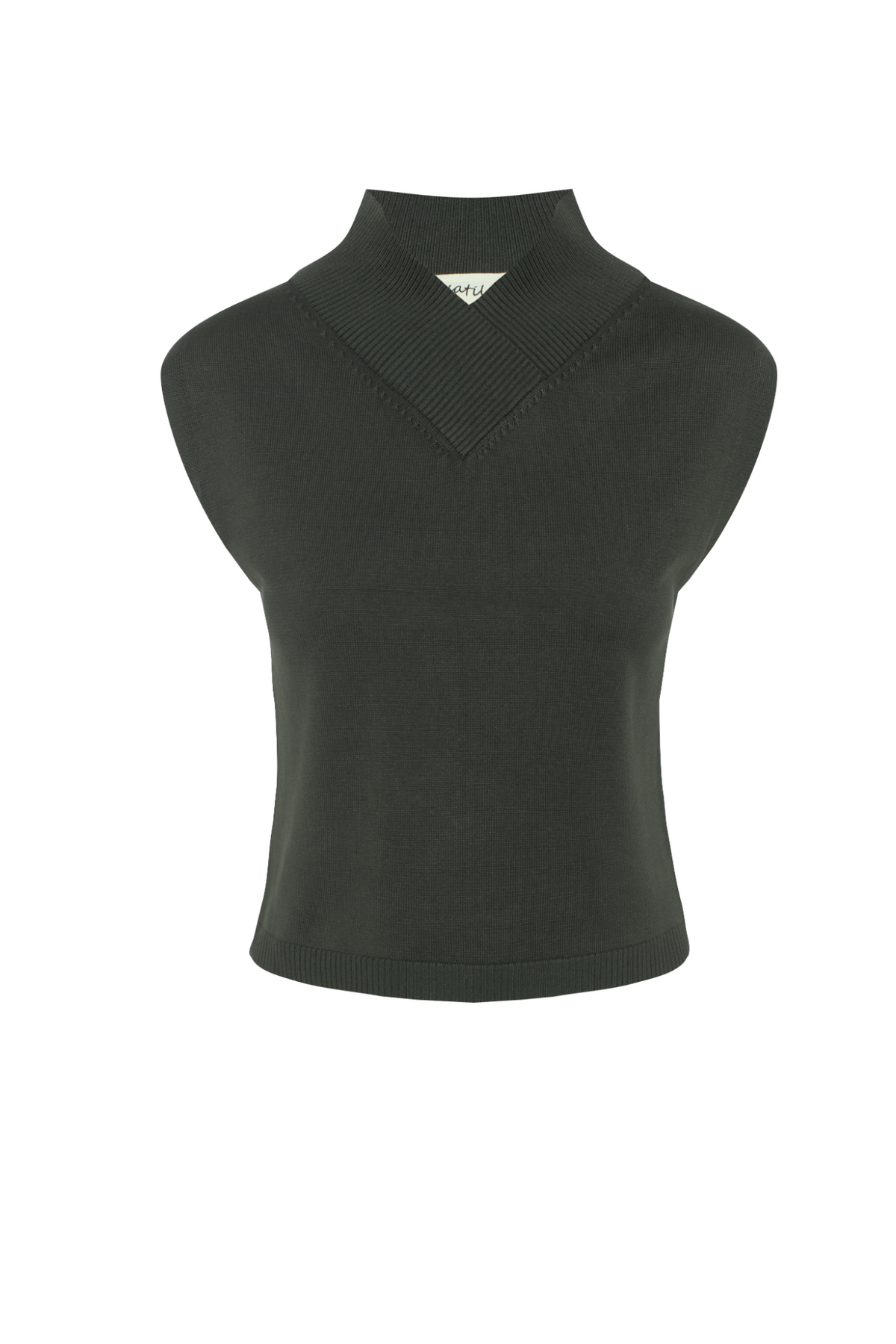 High V-neck Knit Vest in Dark Olive by Versatile