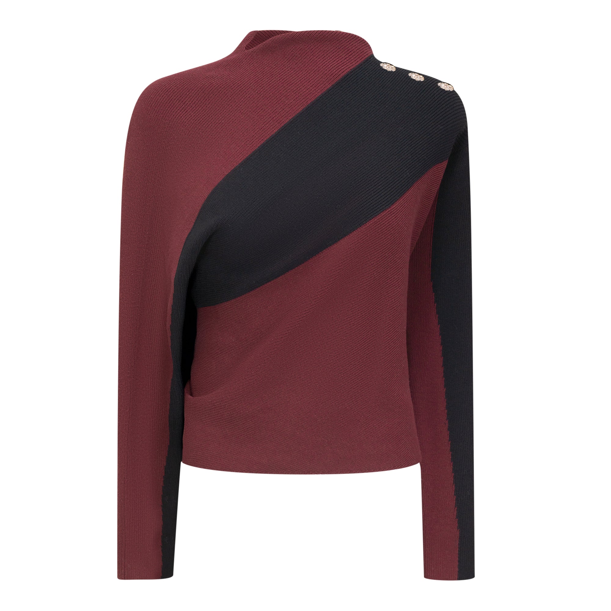 Contrast Sweater in Dark Wine Black by Dot