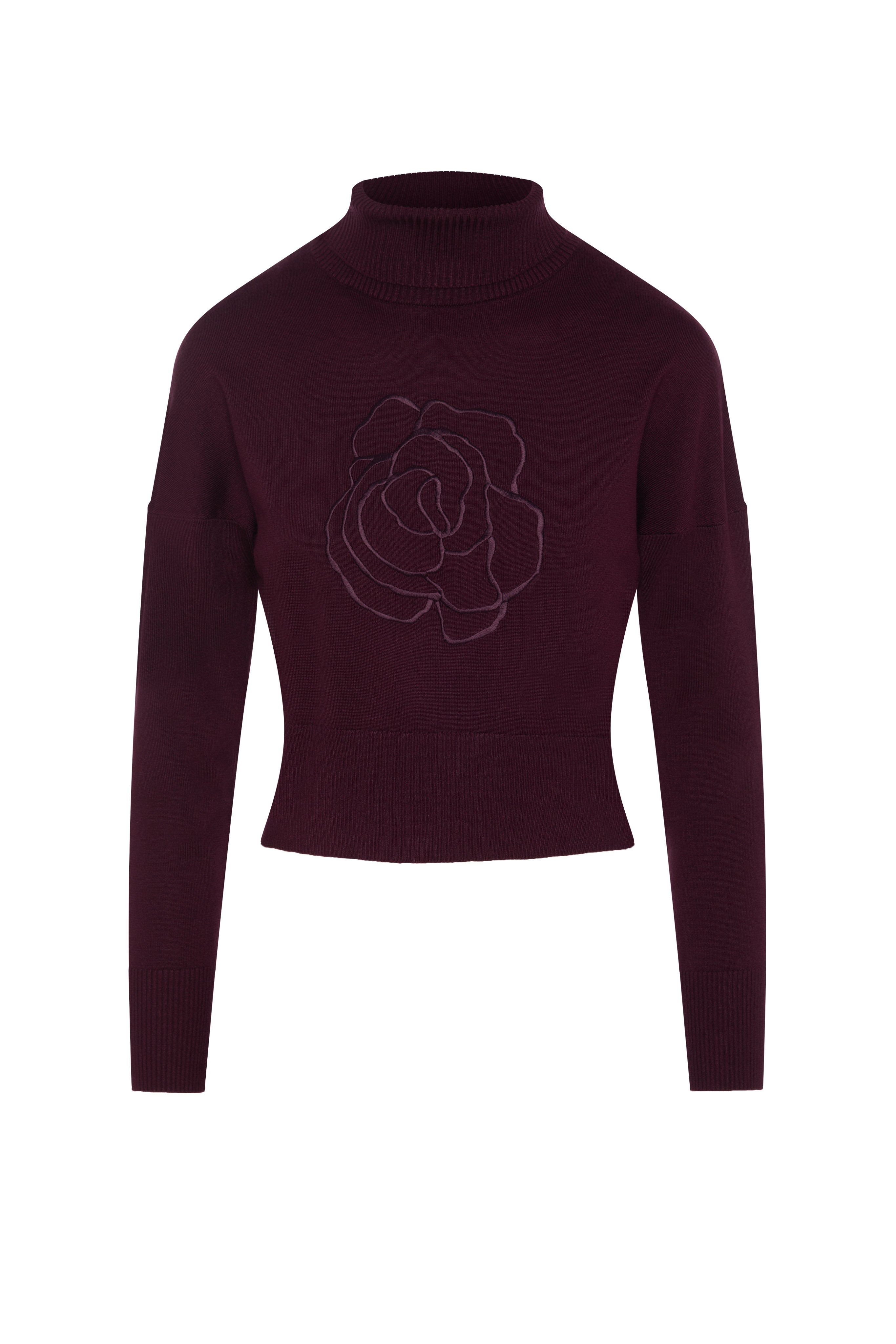 Cropped Knit Turtle Neck in Dark Wine Dark Wine by Versatile