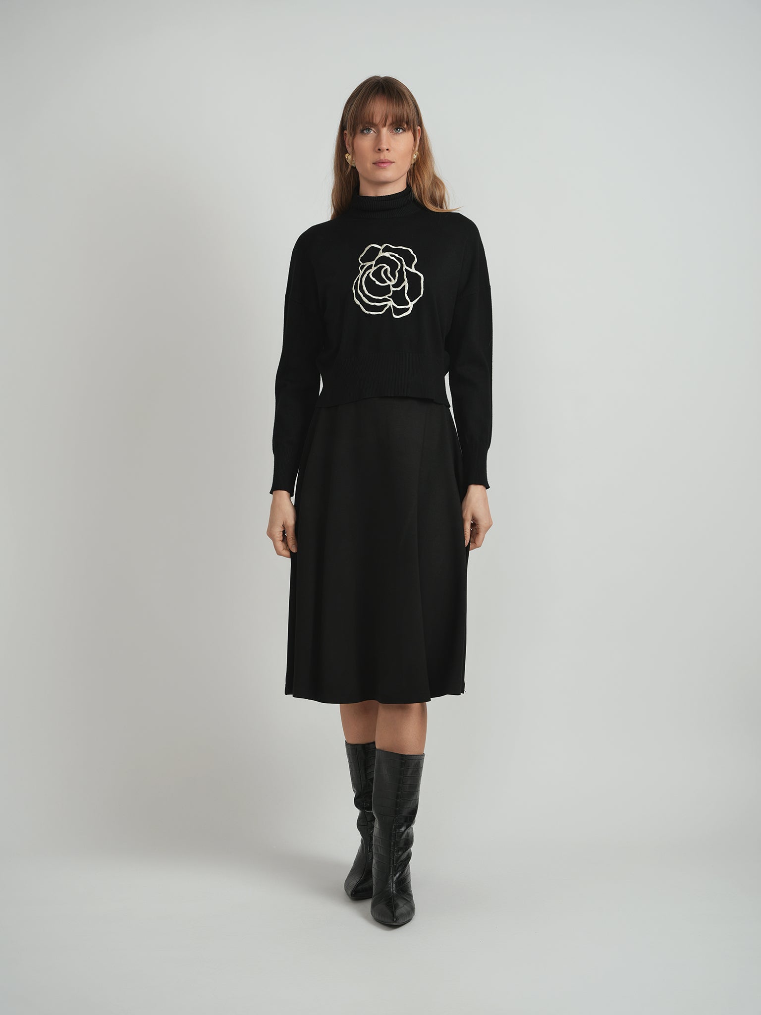 Cropped Knit Turtle Neck in Dark Wine Dark Wine by Versatile