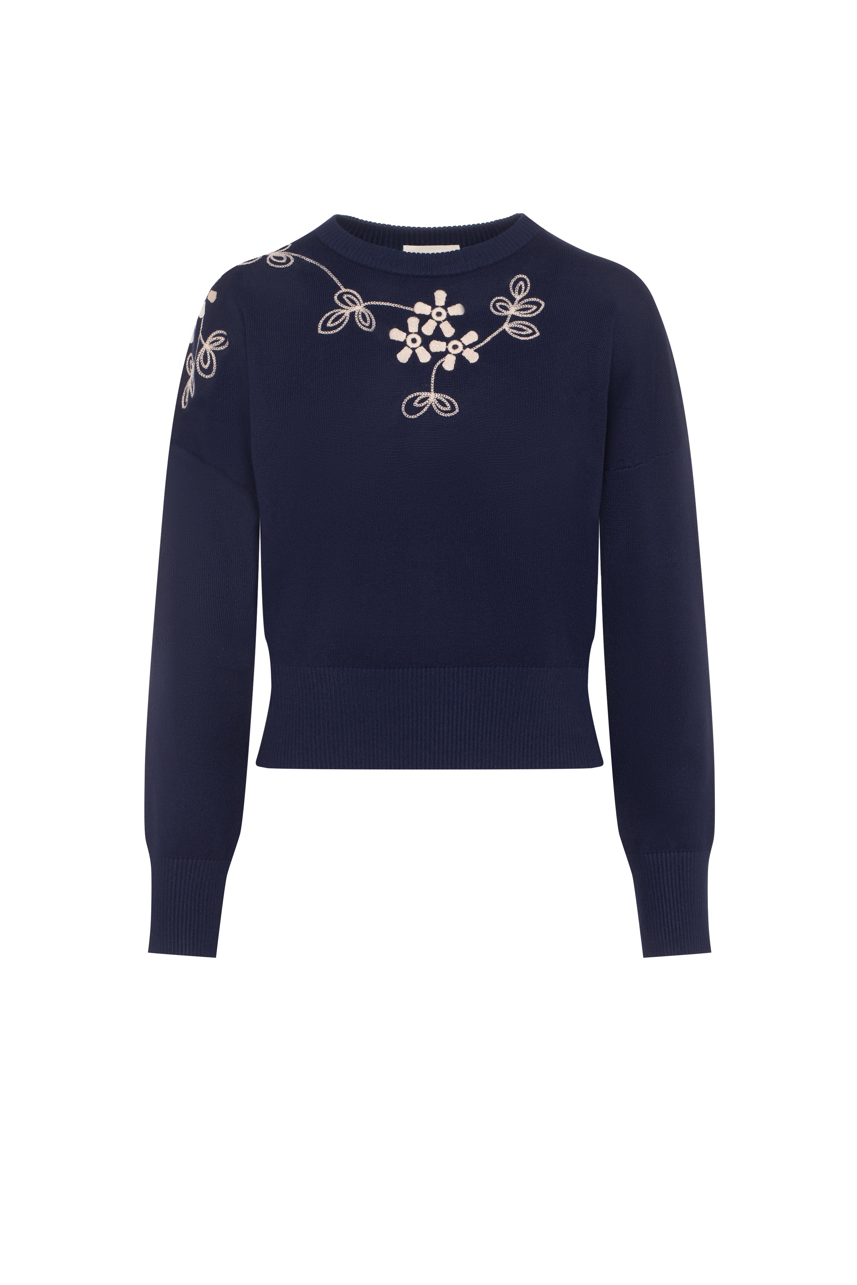 Embroidered Sweater in Navy by Versatile