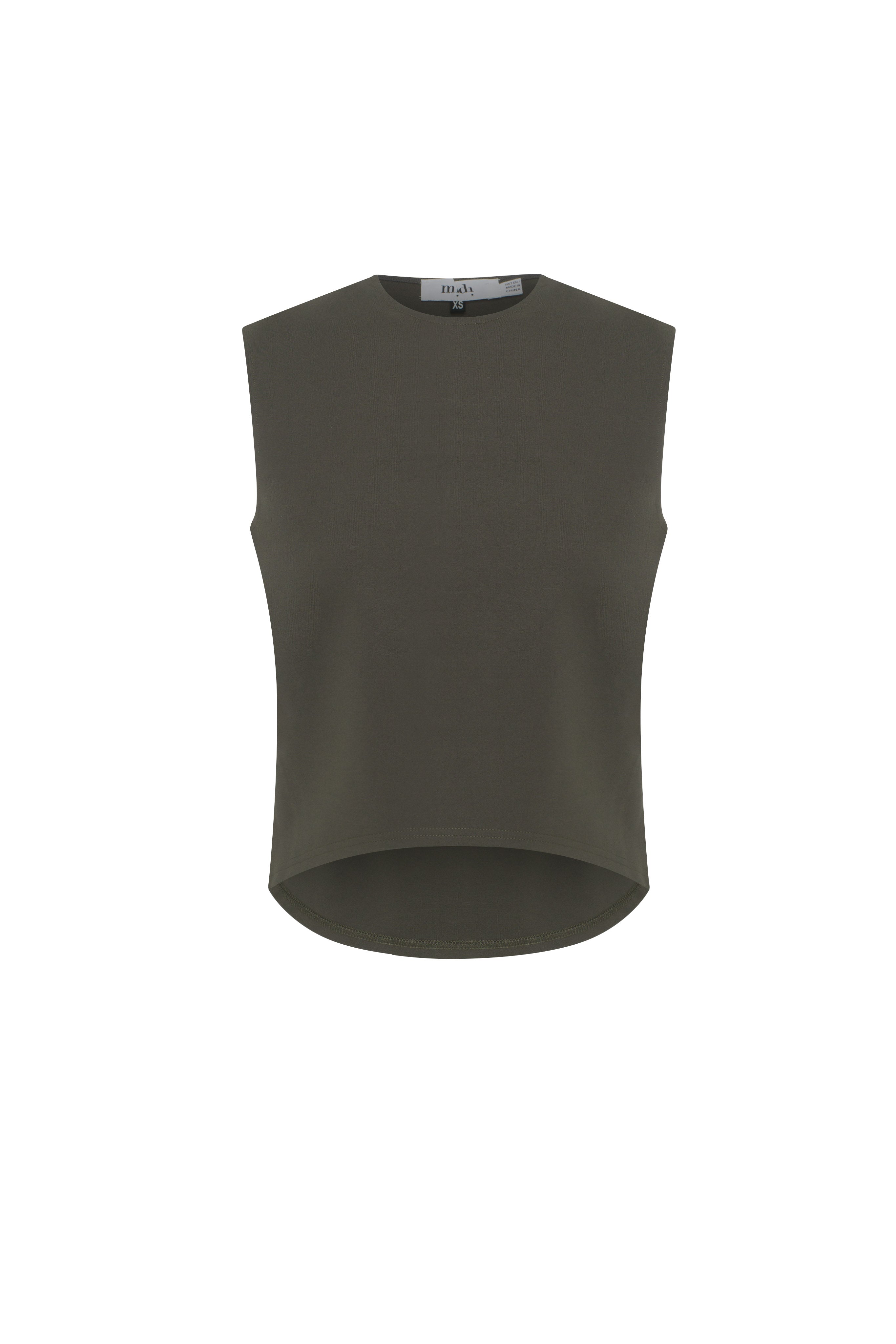 Ponte High Low Vest in Dark Olive by Midi