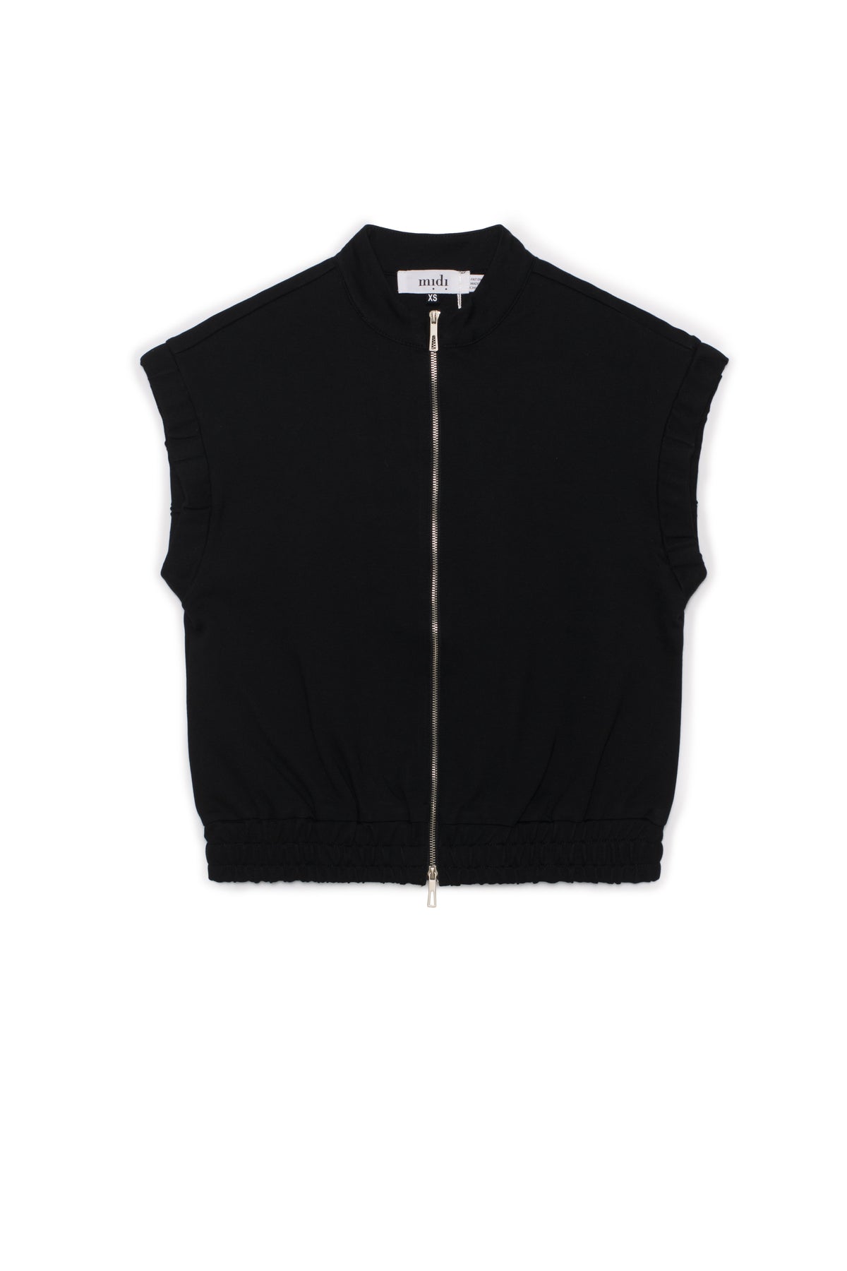 Ponte Knit Zip Down Vest in Black by Midi