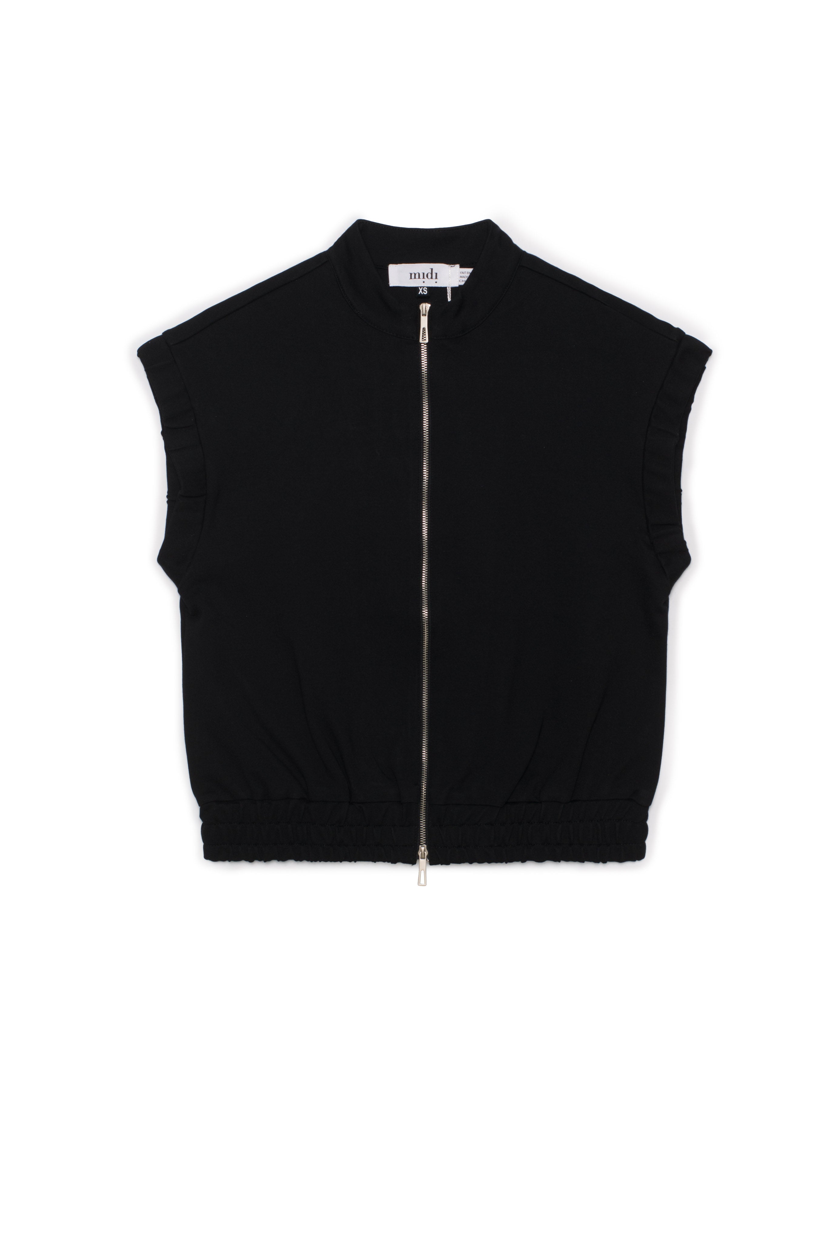 Ponte Knit Zip Down Vest in Black by Midi
