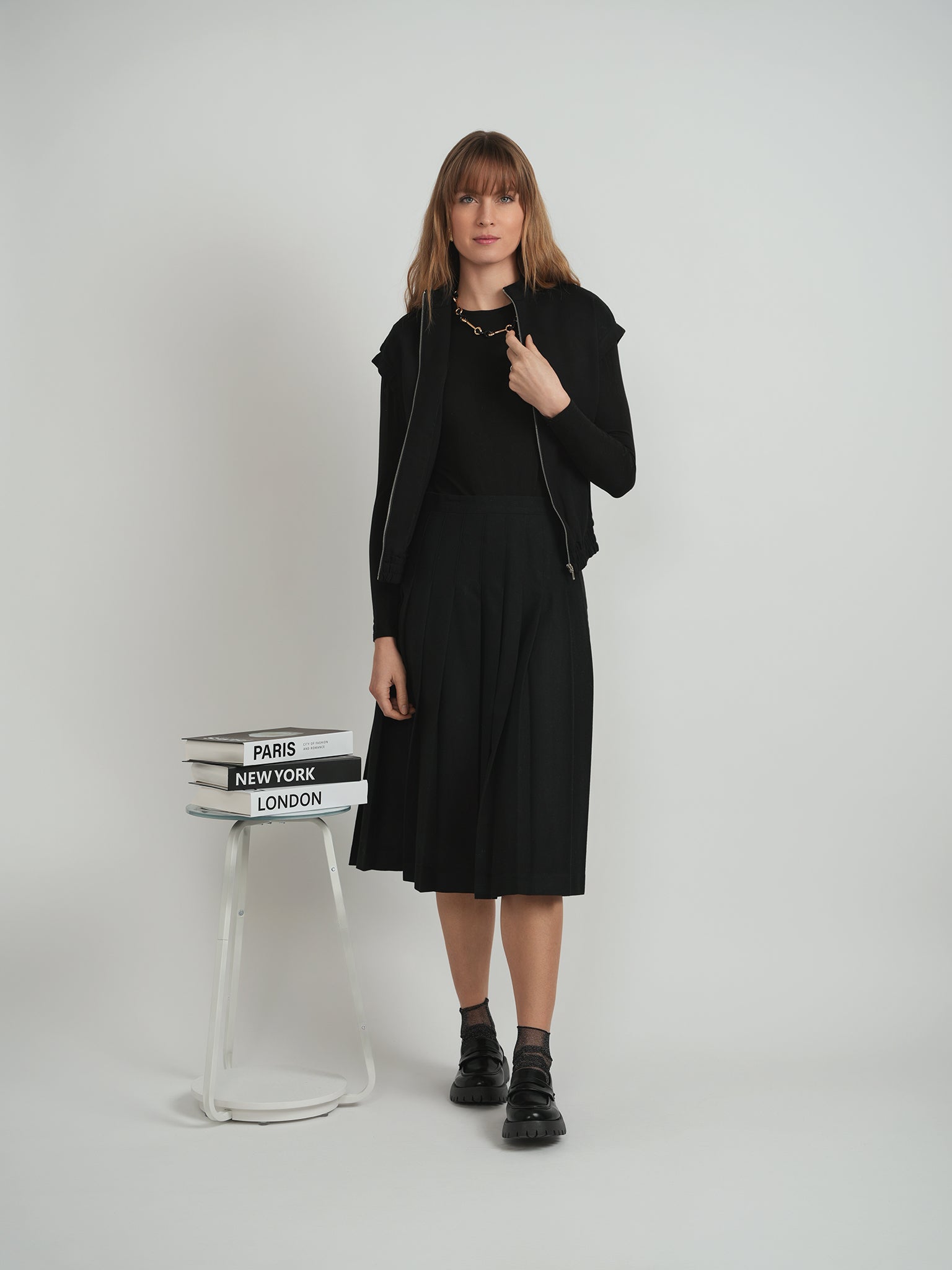 Ponte Knit Zip Down Vest in by Midi