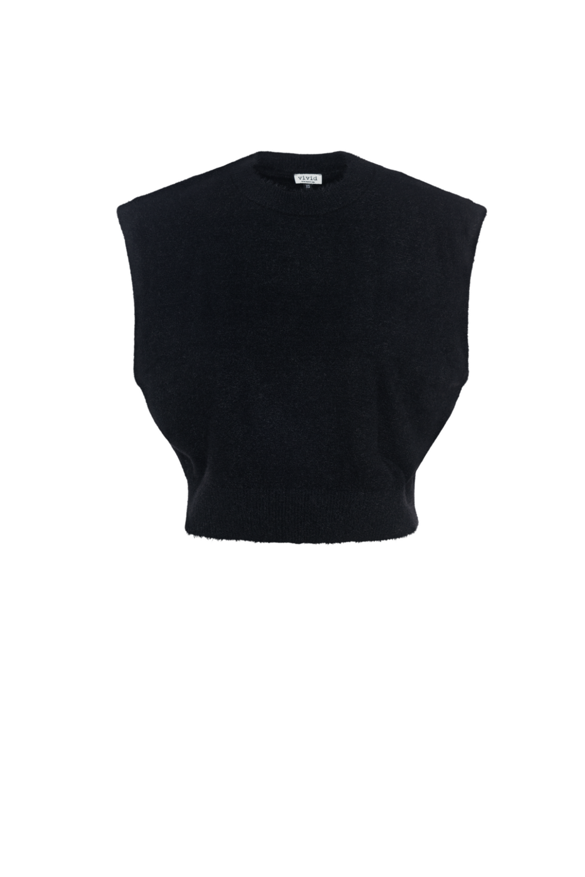 Cropped Mohair Vest in Black by Vivid