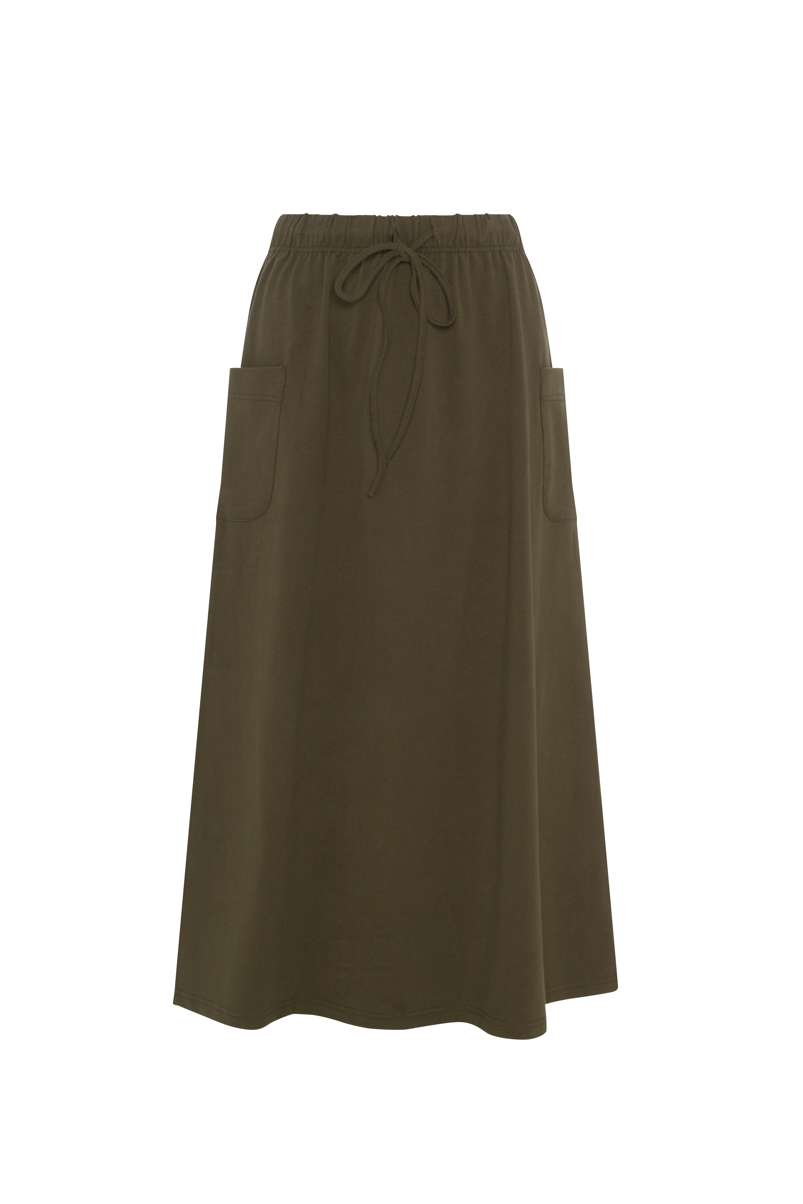 Pull On Midi Sweat Skirt in Dark Olive by BuHu