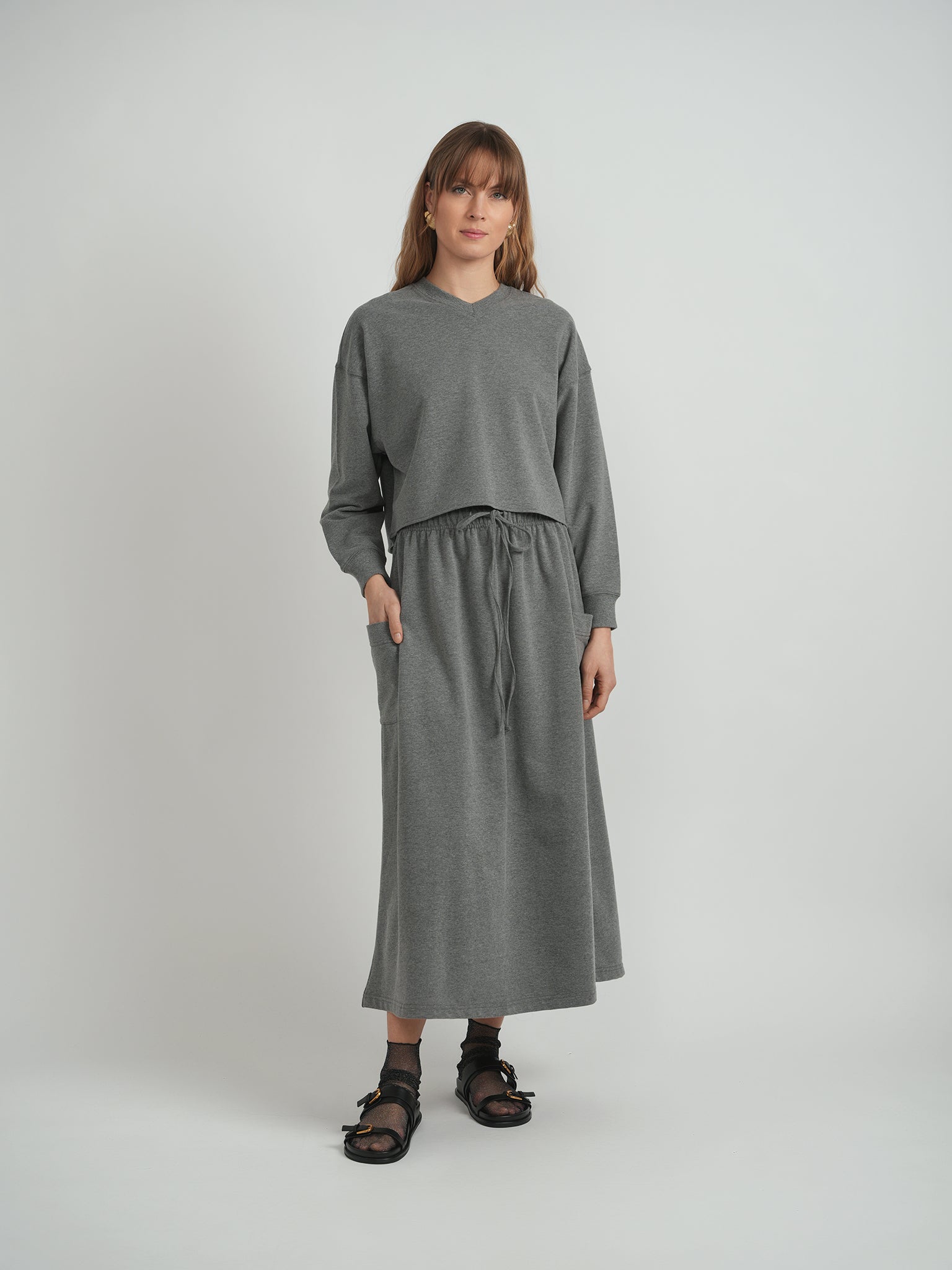 Pull On Midi Sweat Skirt in by BuHu