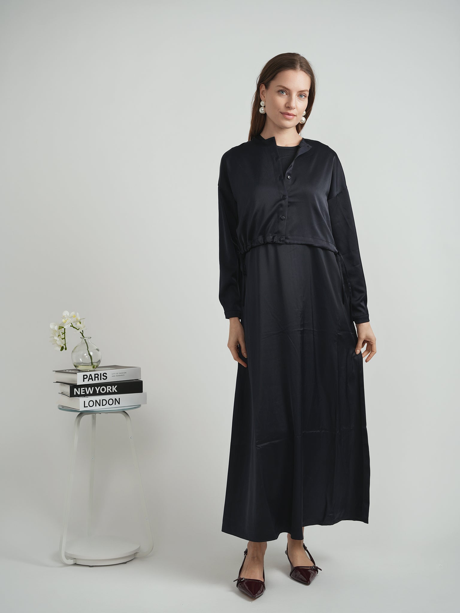 Satin Tie Blouse in by The Norway Club