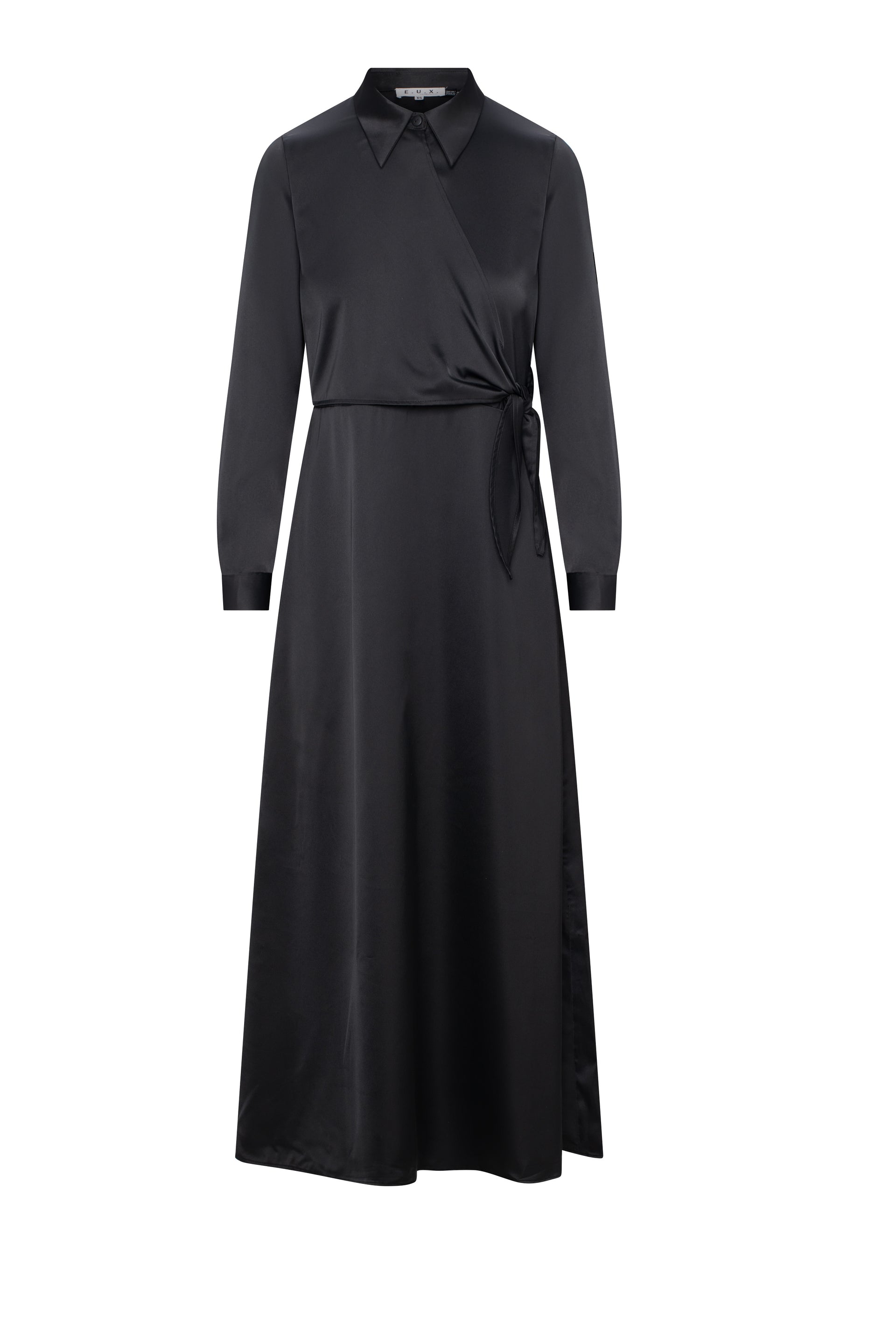 satin shirt dress maxi Maxi Satin Wrap Shirt Dress