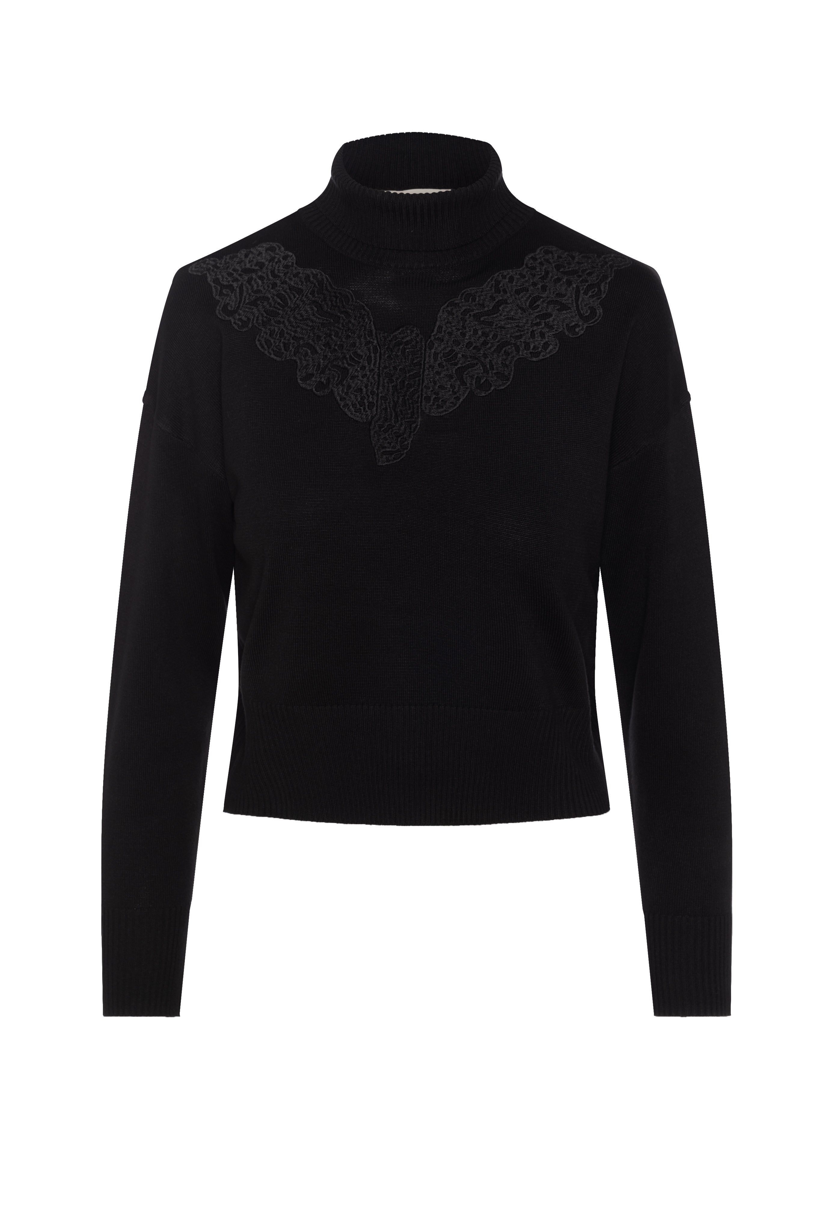 Cropped Knit Turtle Neck in Black by Versatile