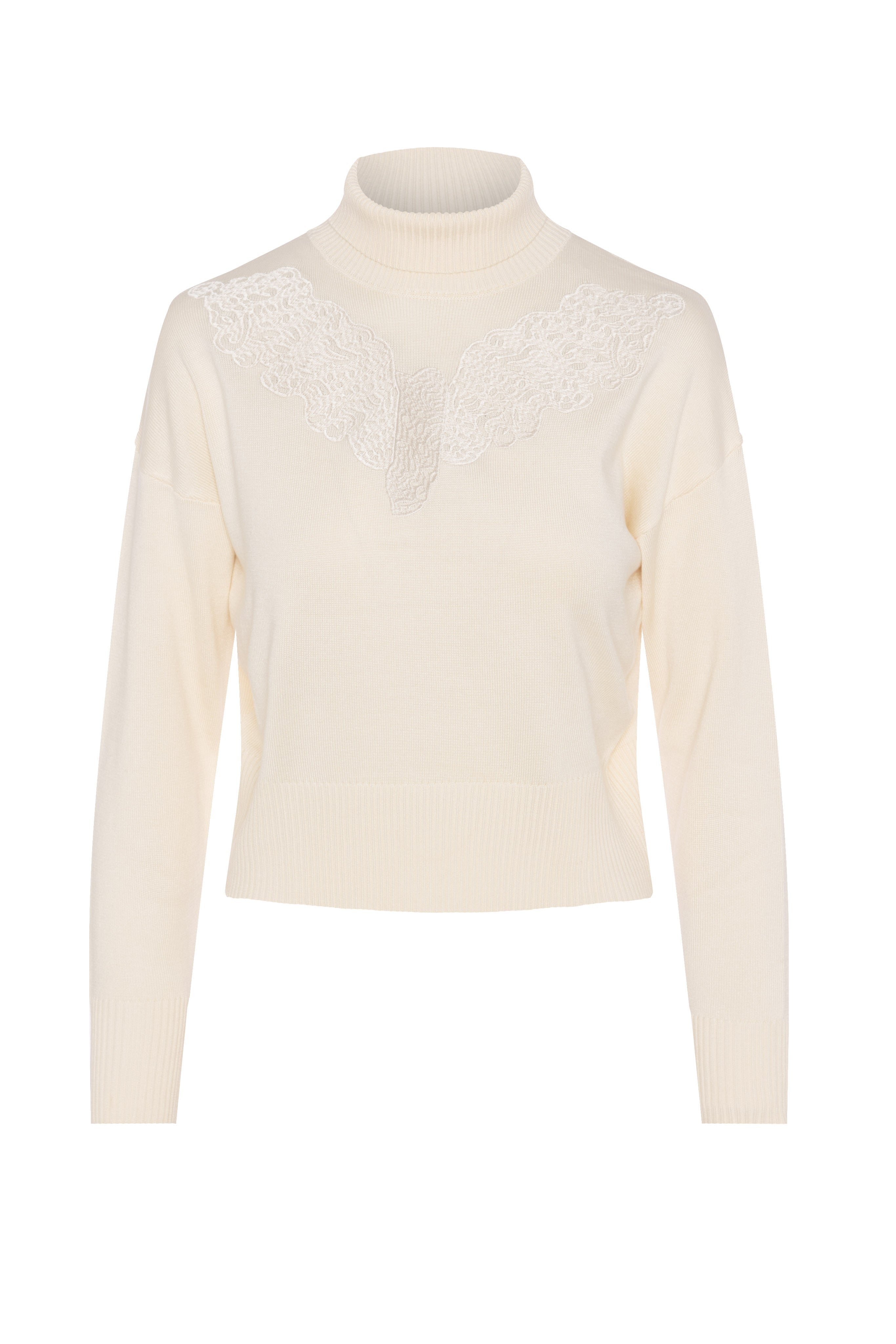 Cropped Knit Turtle Neck in Cream by Versatile