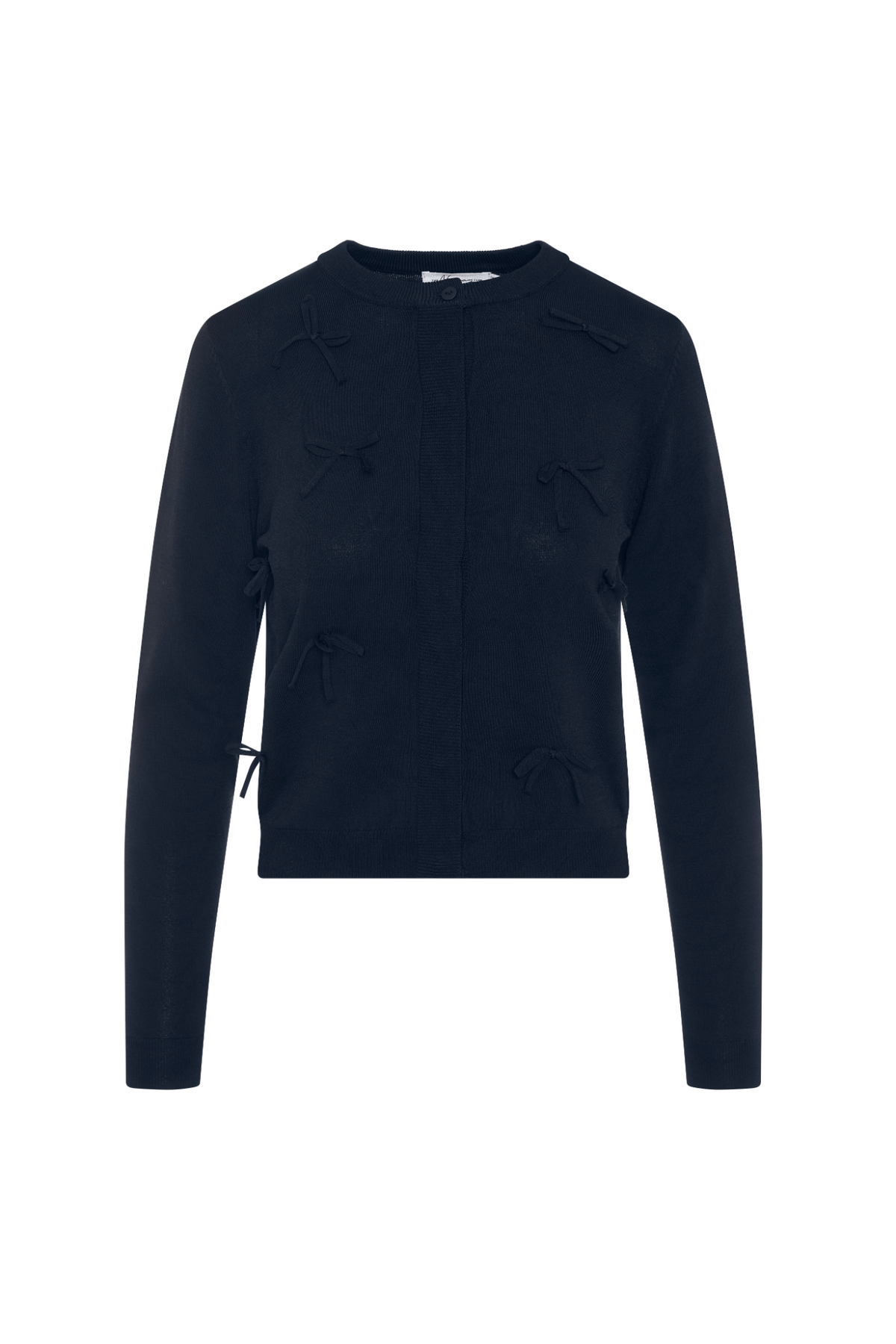 Cropped Bow Cardigan in Dark Navy by The Norway Club
