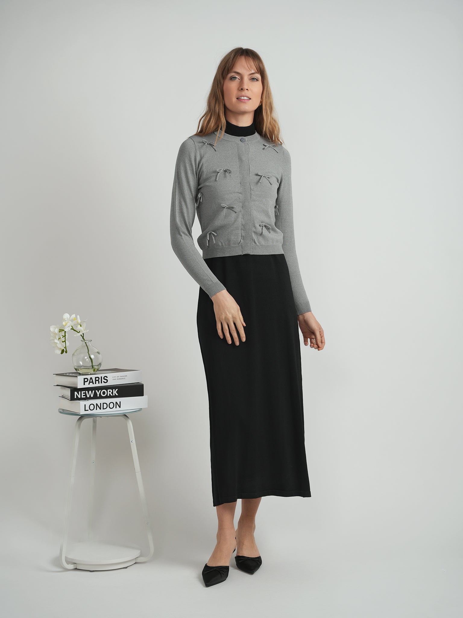 Cropped Bow Cardigan in by The Norway Club