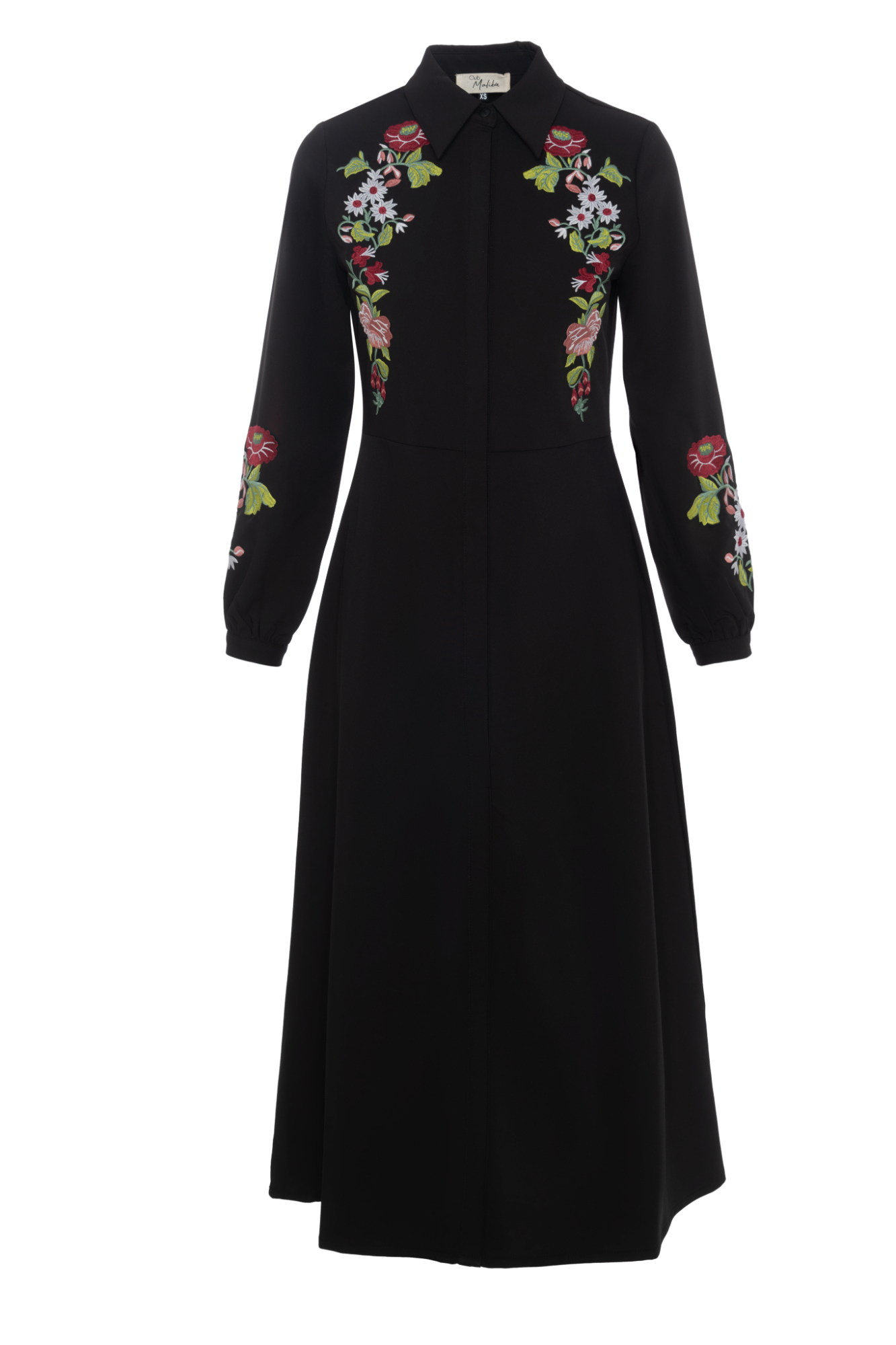 Embroidered Shirt Dress in Black by Club Malibu