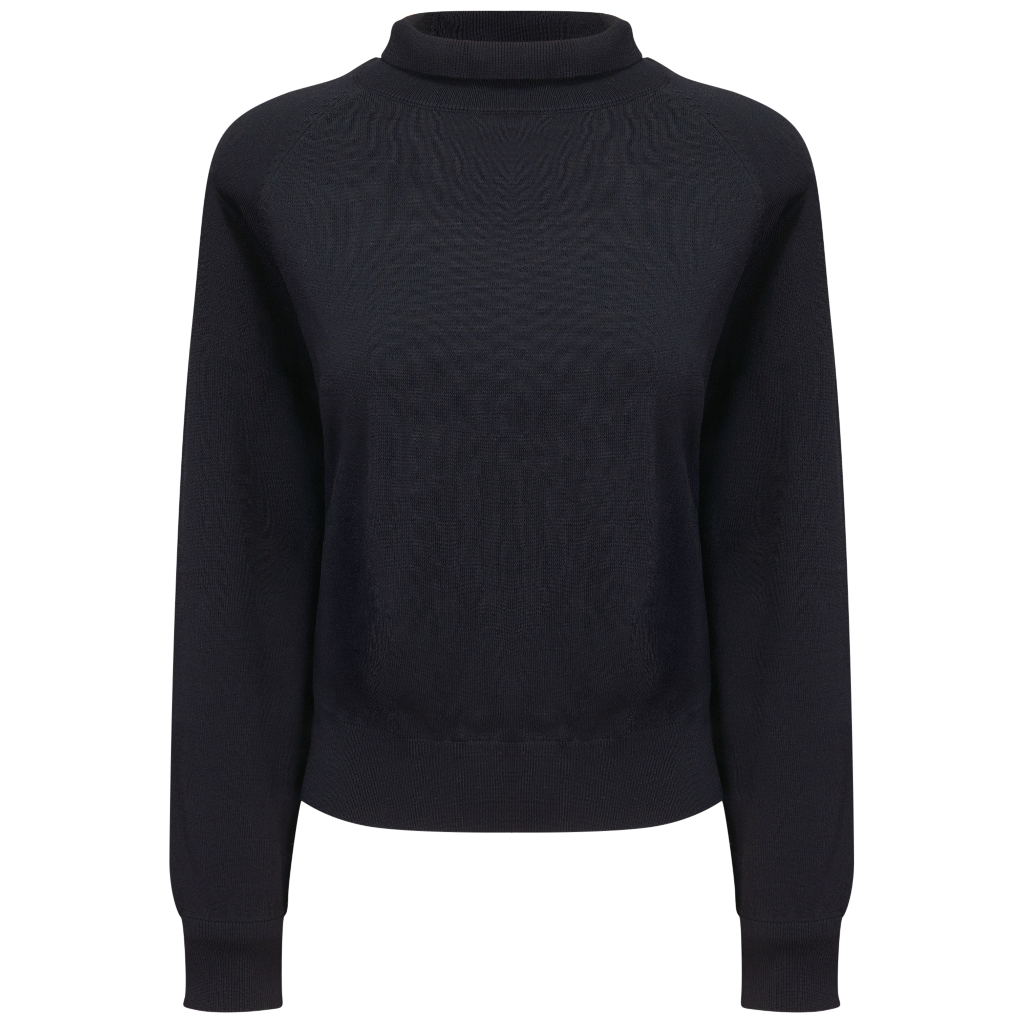 Raglan Sleeves Mock Neck Sweater in Black by Vivid