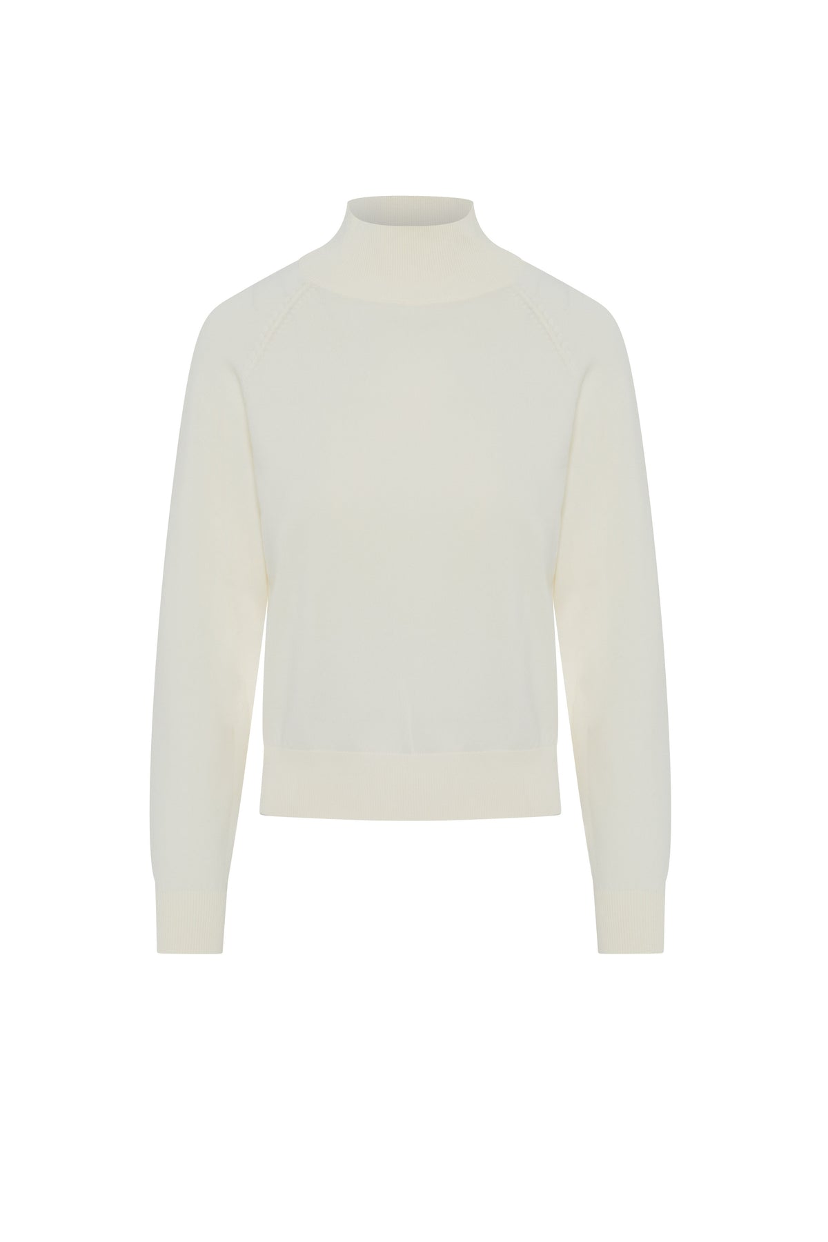 Raglan Sleeves Mock Neck Sweater in Cream by Vivid