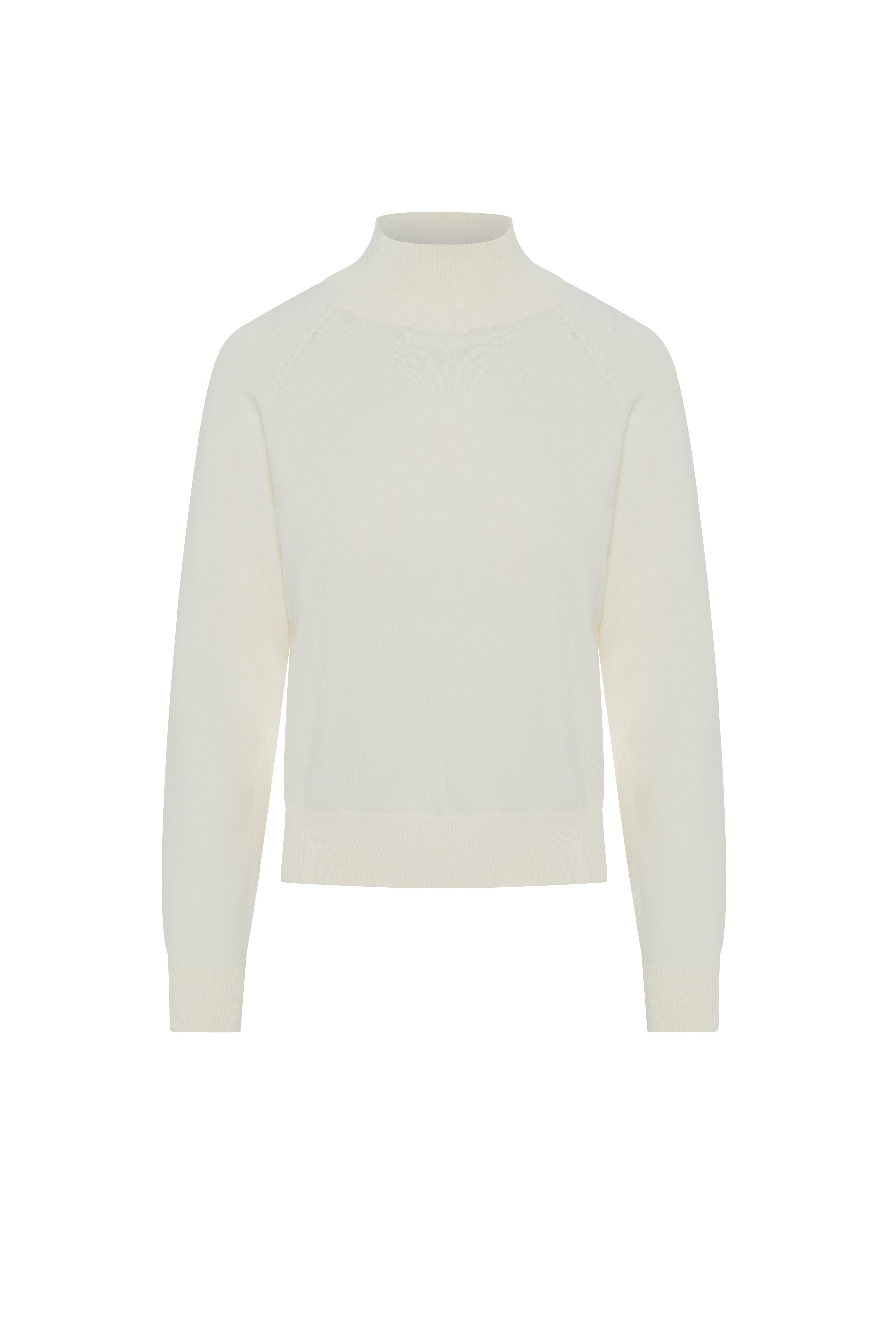 Raglan Sleeves Mock Neck Sweater in Cream by Vivid