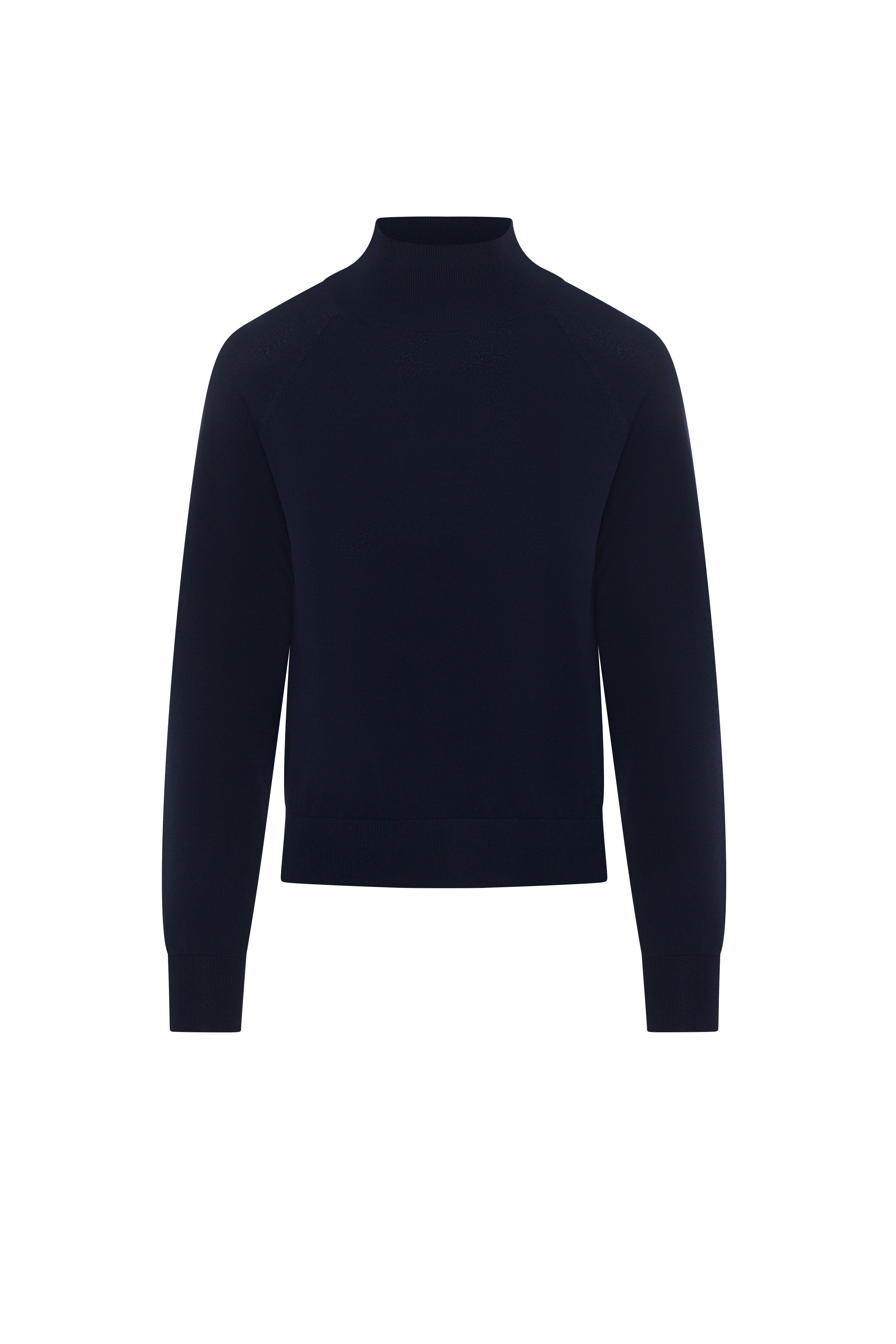 Raglan Sleeves Mock Neck Sweater in Dark Navy by Vivid