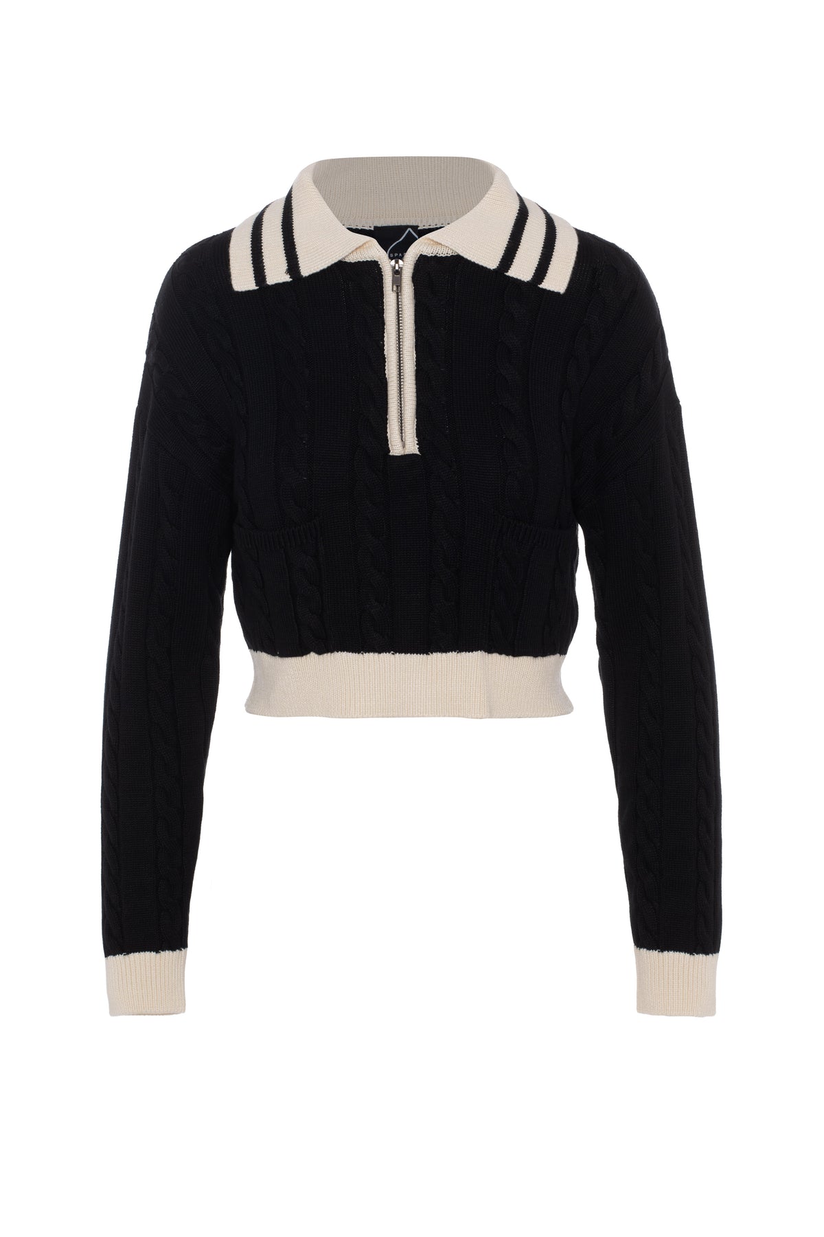 Cable Dolman Henley Sweater in Black by Spades