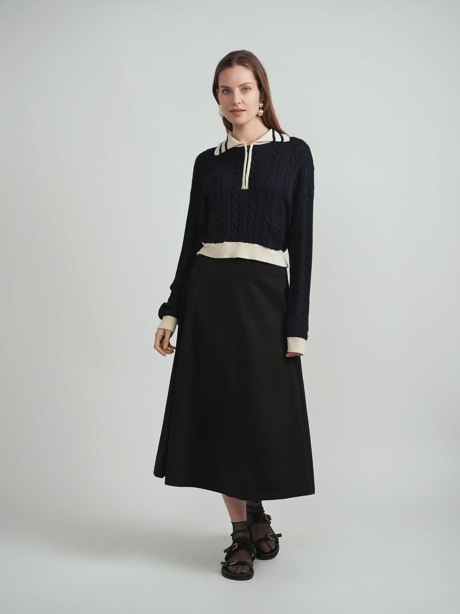 Cable Dolman Henley Sweater in by Spades