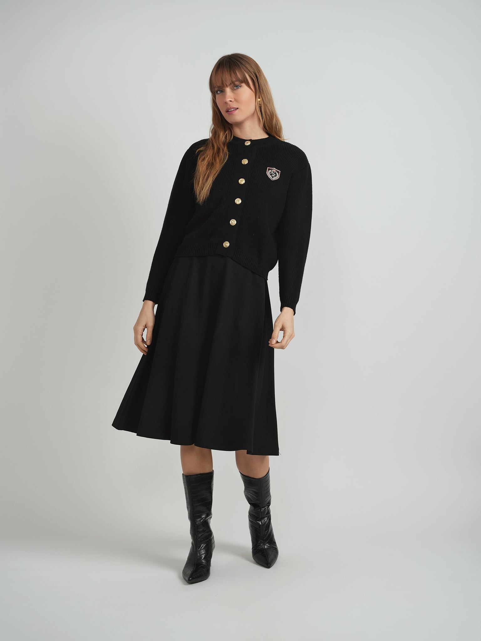 Emblem Knit Cardigan in by Milan Italy