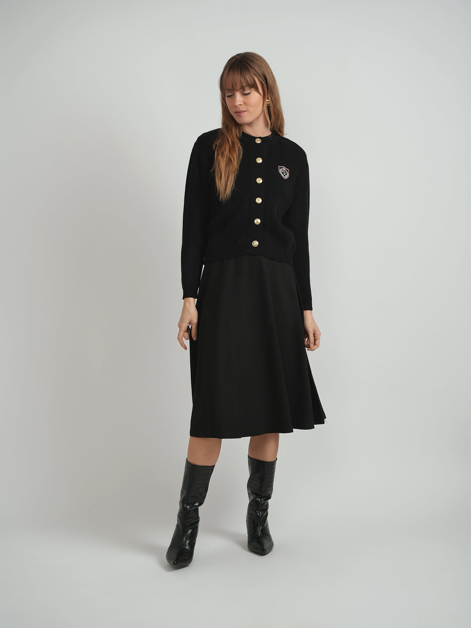 Emblem Knit Cardigan in by Milan Italy