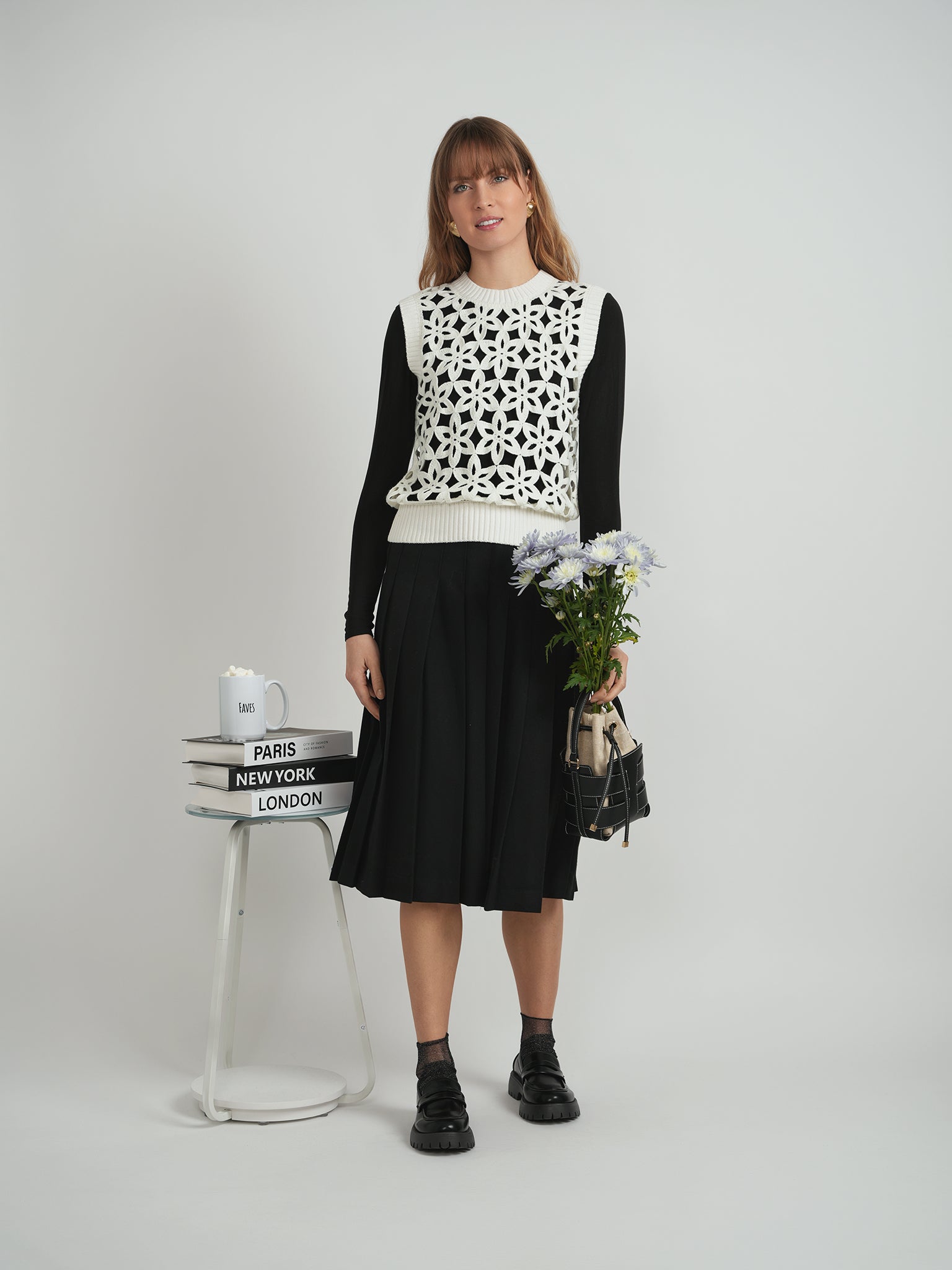 Flower Crochet Knit Vest in by Viva K