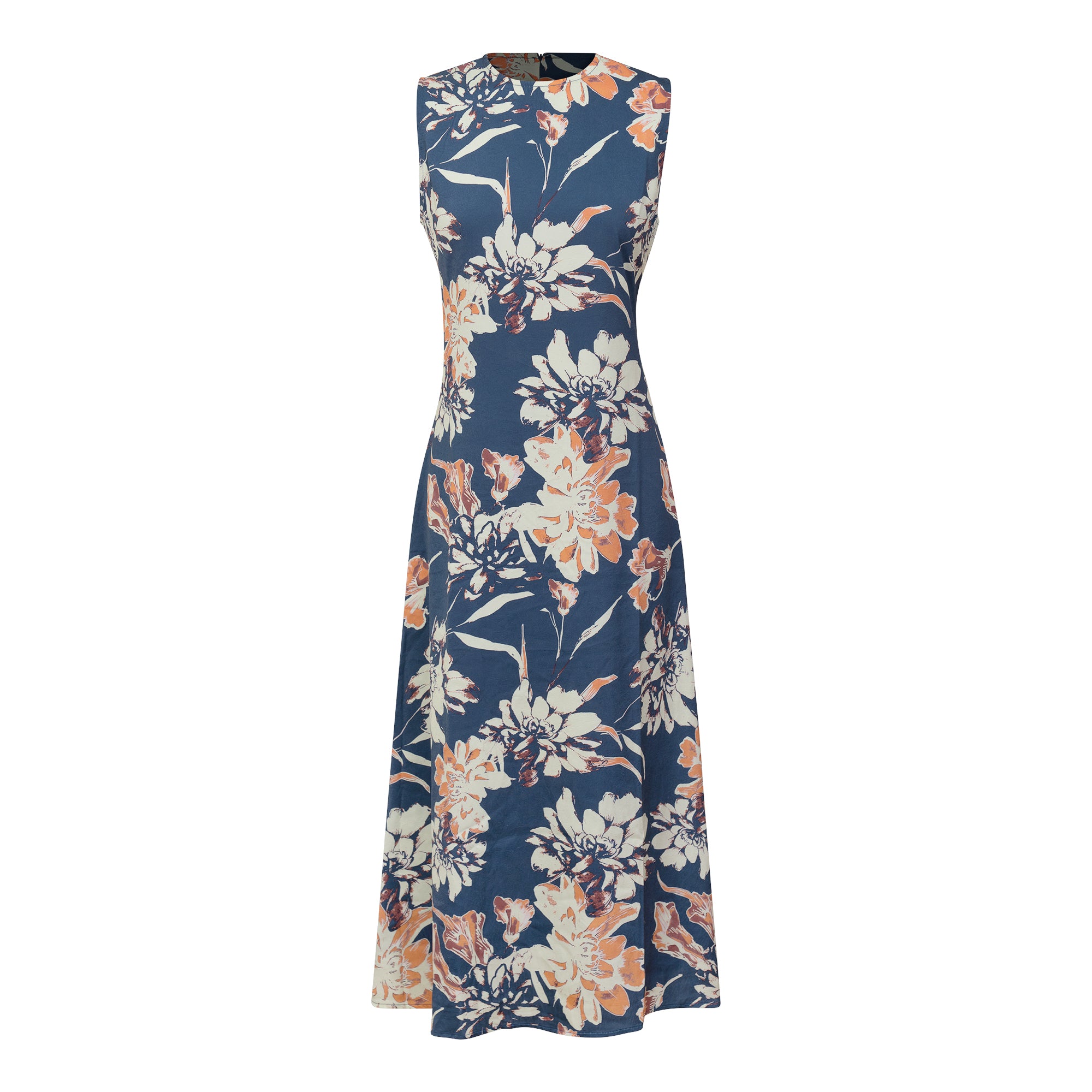 Satin Floral Jumper in Midnight Blue Rust by Faves