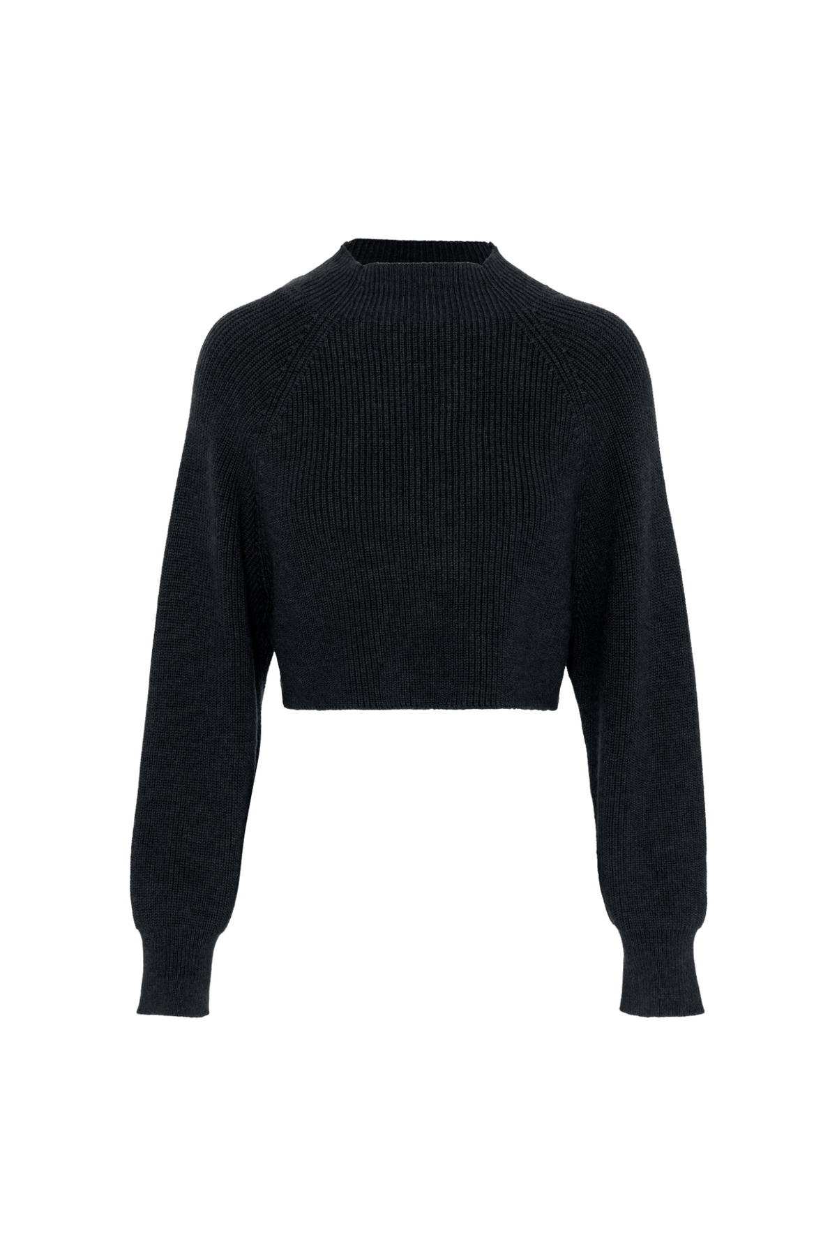 Cropped Raglan Knit Sweater in Black by QEW
