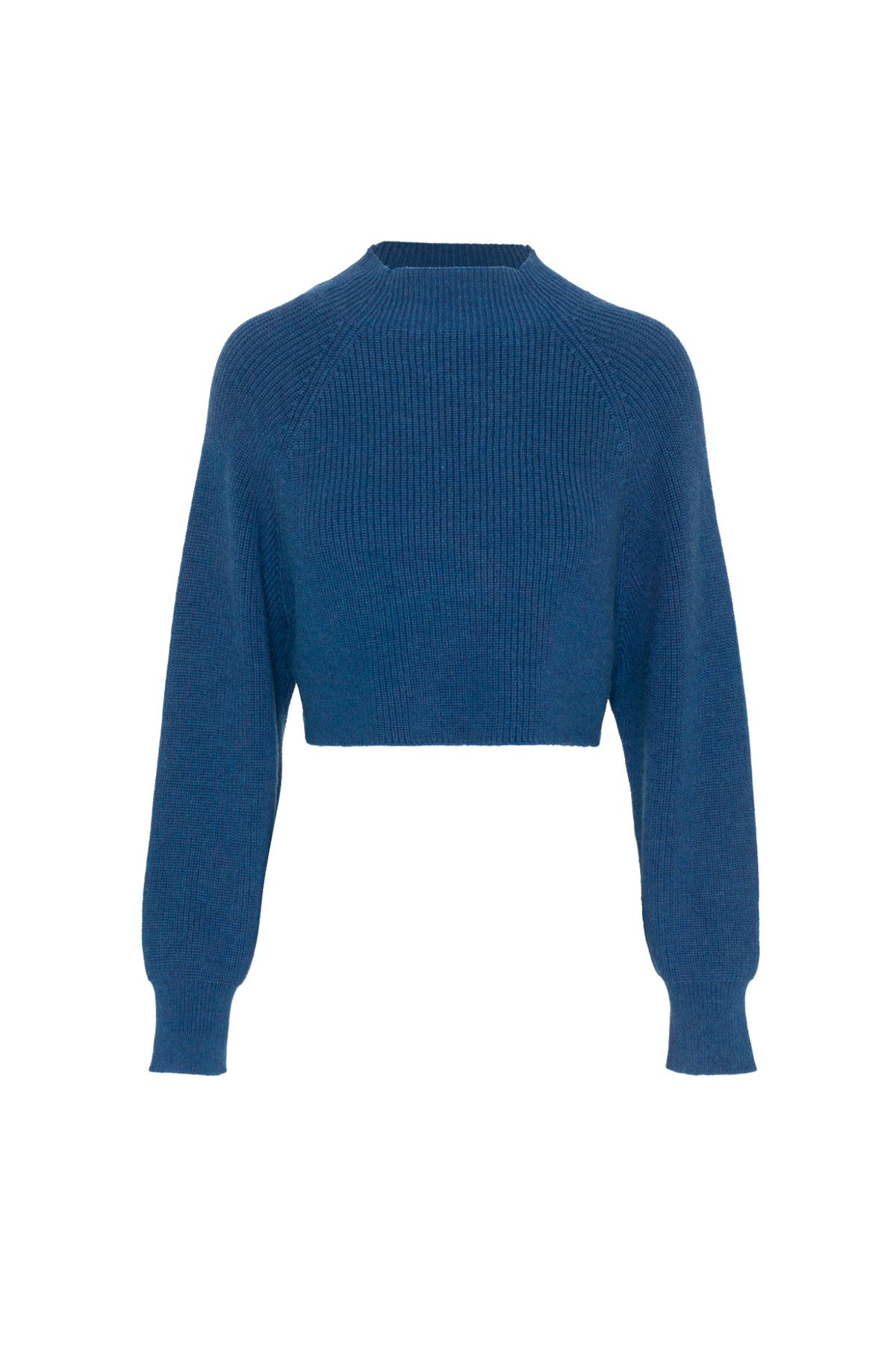Cropped Raglan Knit Sweater in Dark Denim by QEW