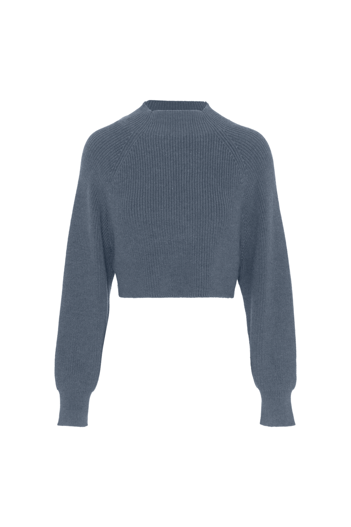 Cropped Raglan Knit Sweater in Dark Grey Mix by QEW