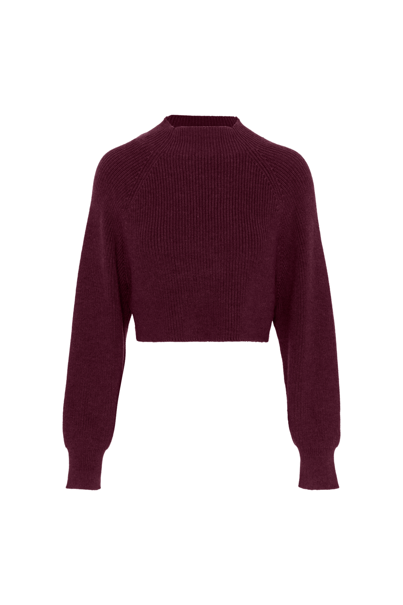 Cropped Raglan Knit Sweater in Eggplant by QEW