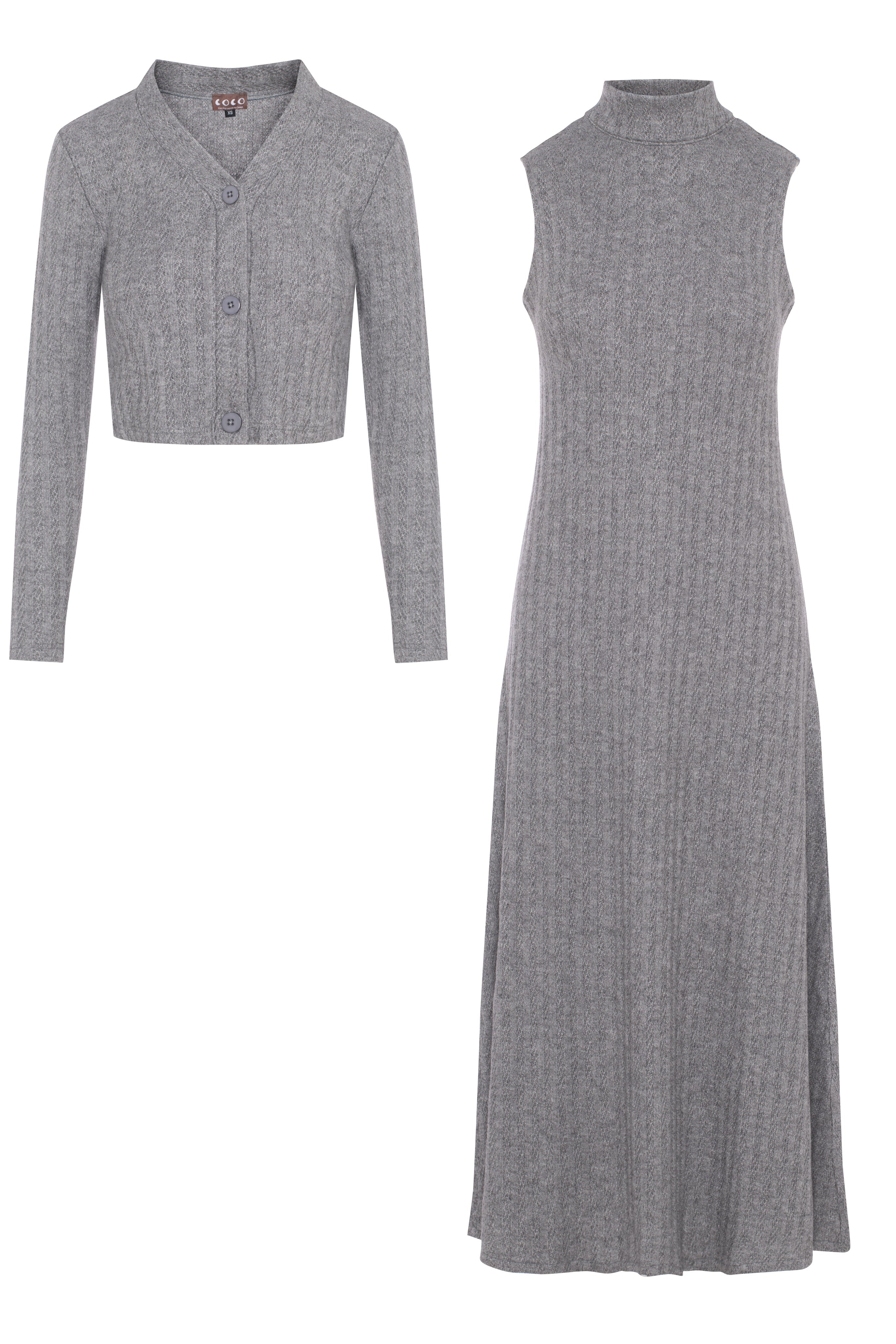 Mock Neck Midi Set in Grey by Coco