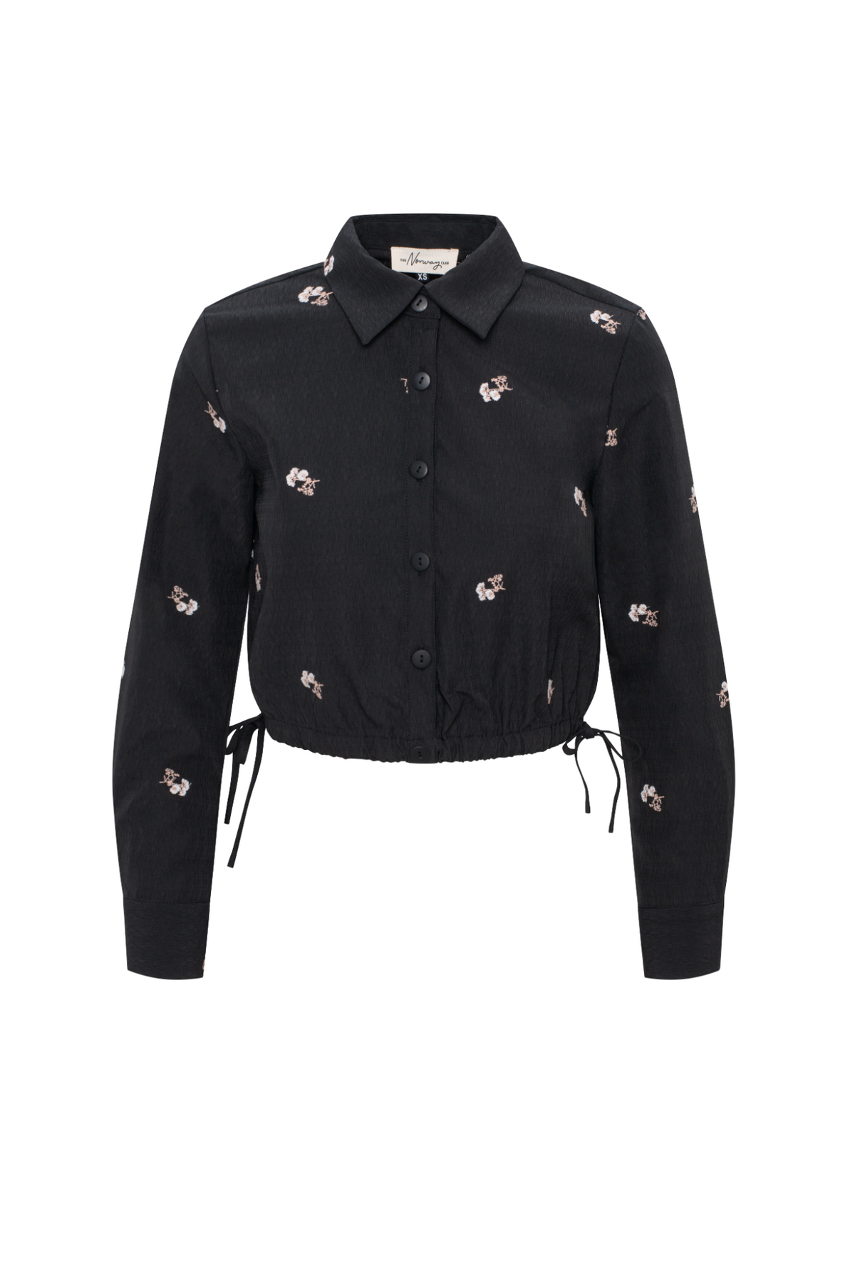 Embroidered Crape Strings Blouse in Black by The Norway Club