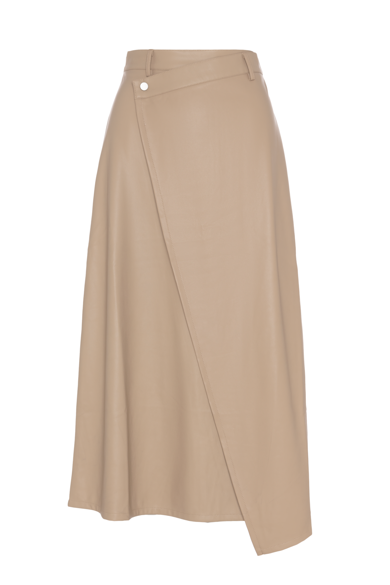 Leather Wrap Midi Skirt in Oatmeal by Faves