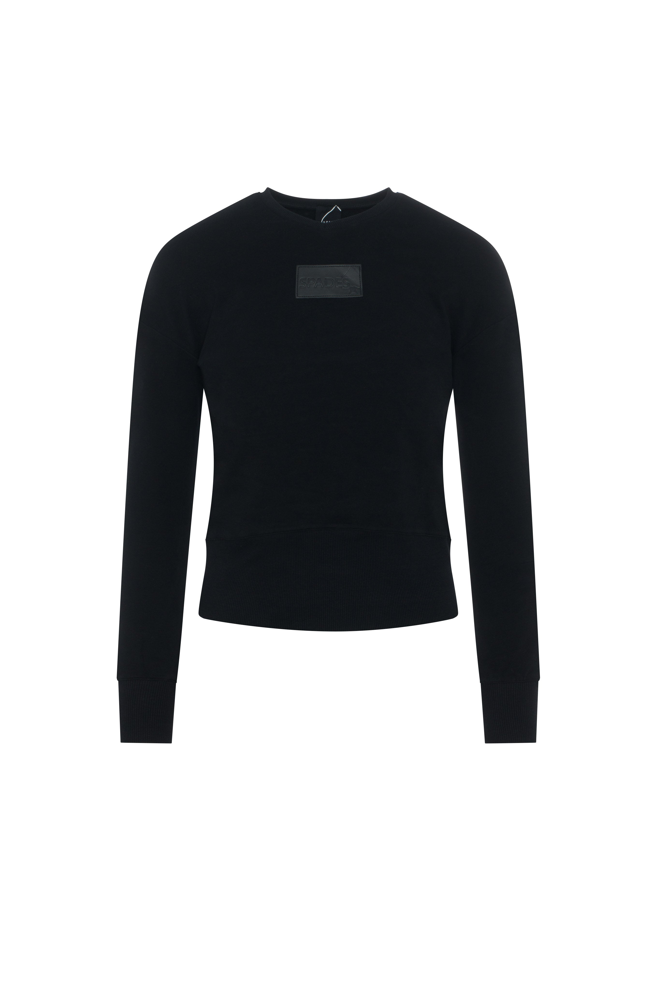 V Neck Sweat Shirt Rib Combo in Black by Spades