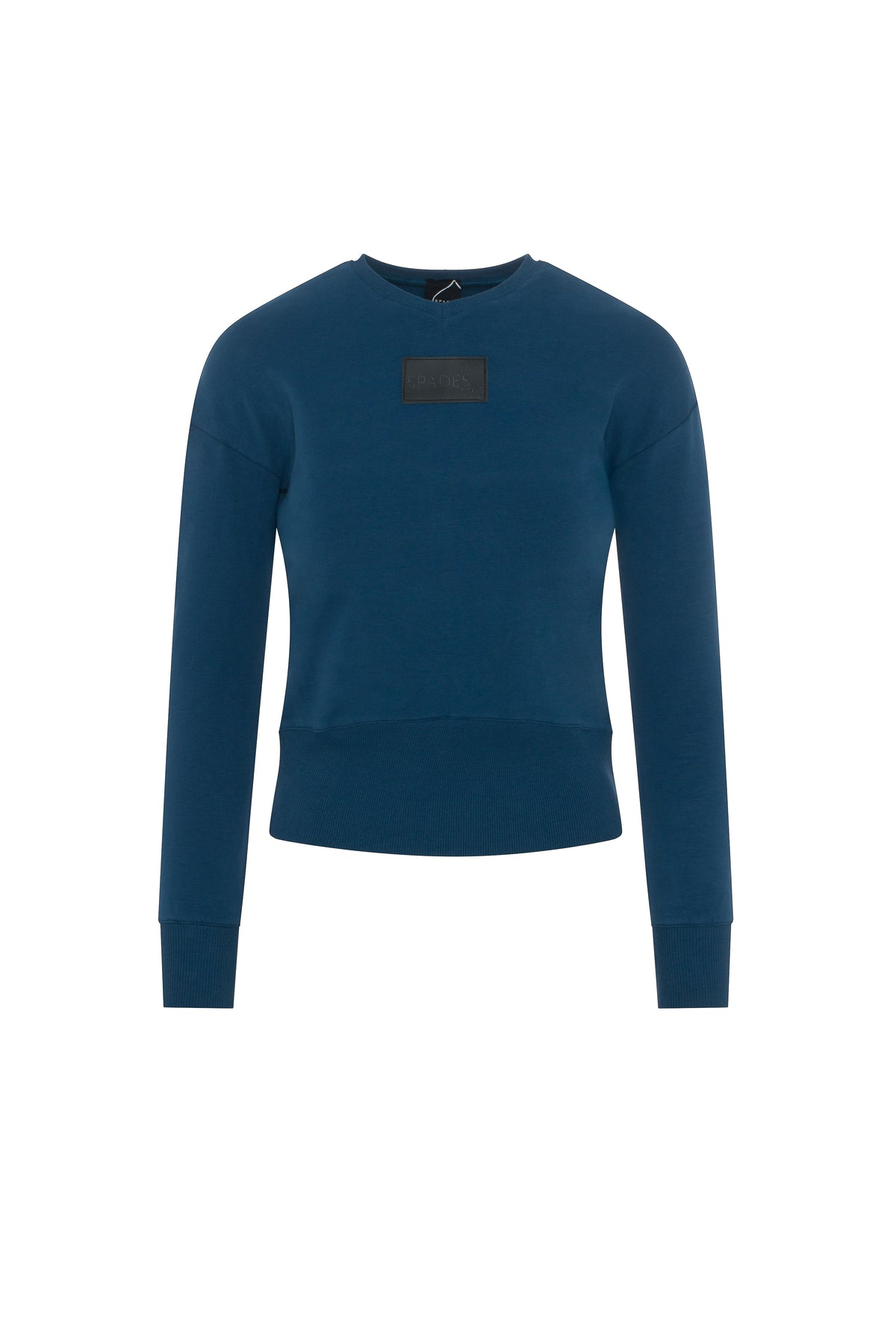V Neck Sweat Shirt Rib Combo in Dark Denim by Spades