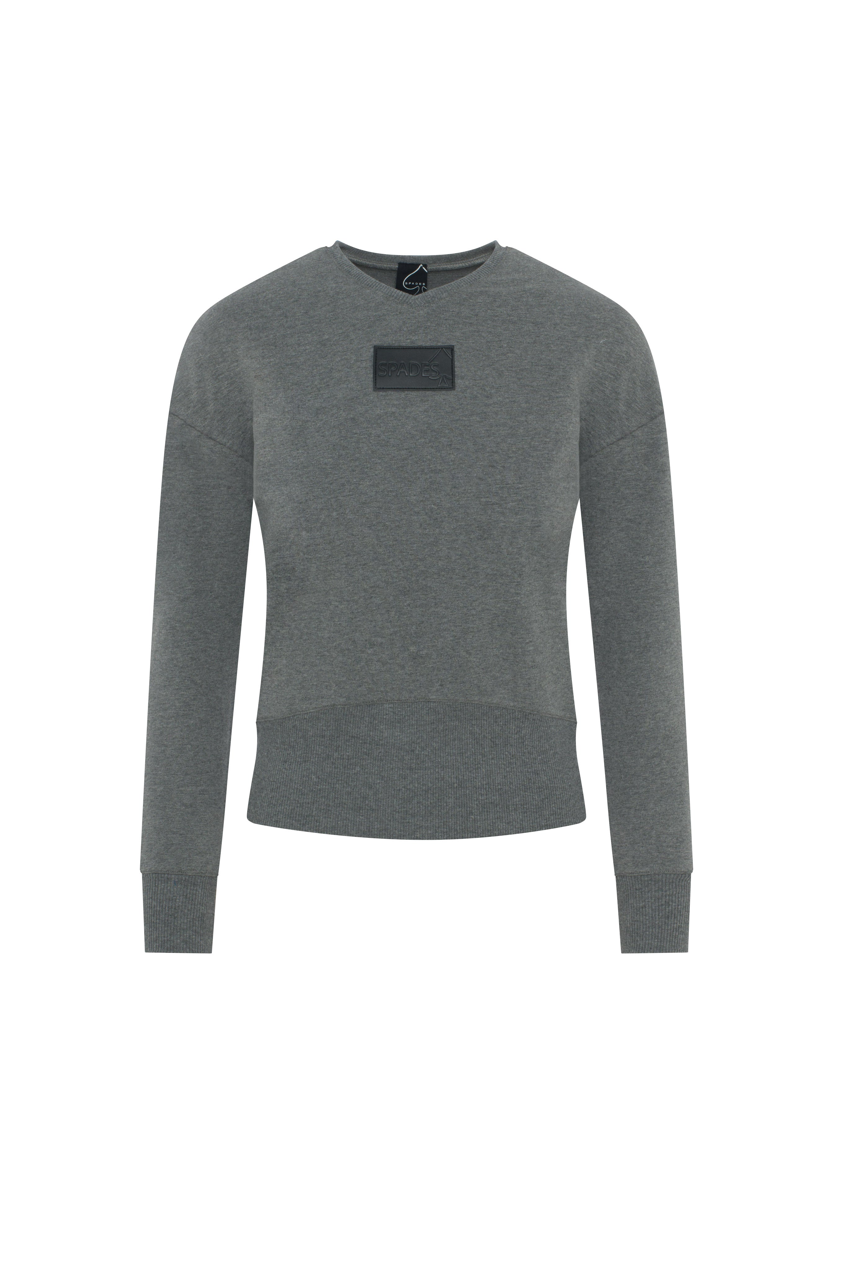 V Neck Sweat Shirt Rib Combo in Medium Grey Mix by Spades