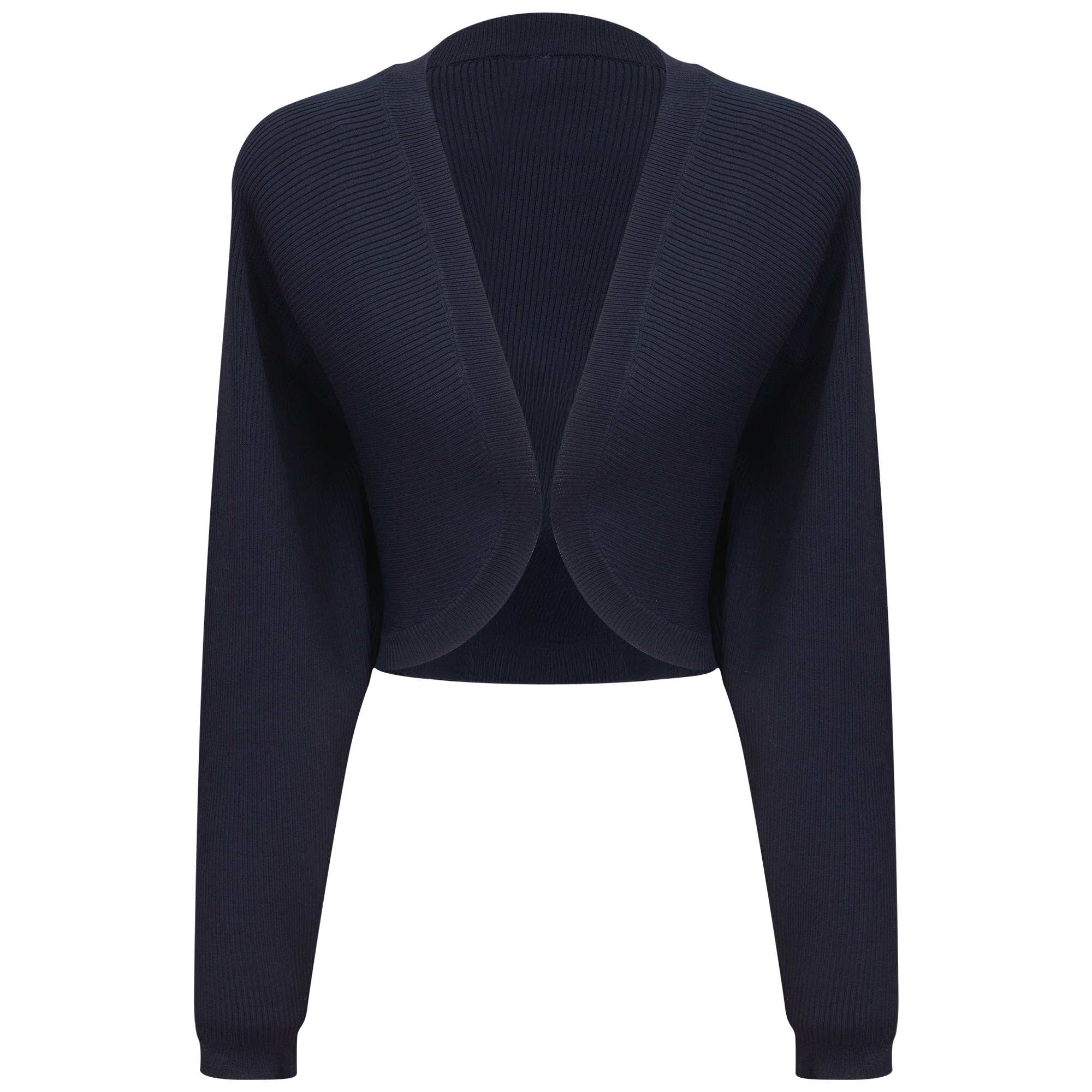 Cropped Knit Open Bolero in Dark Navy by QEW