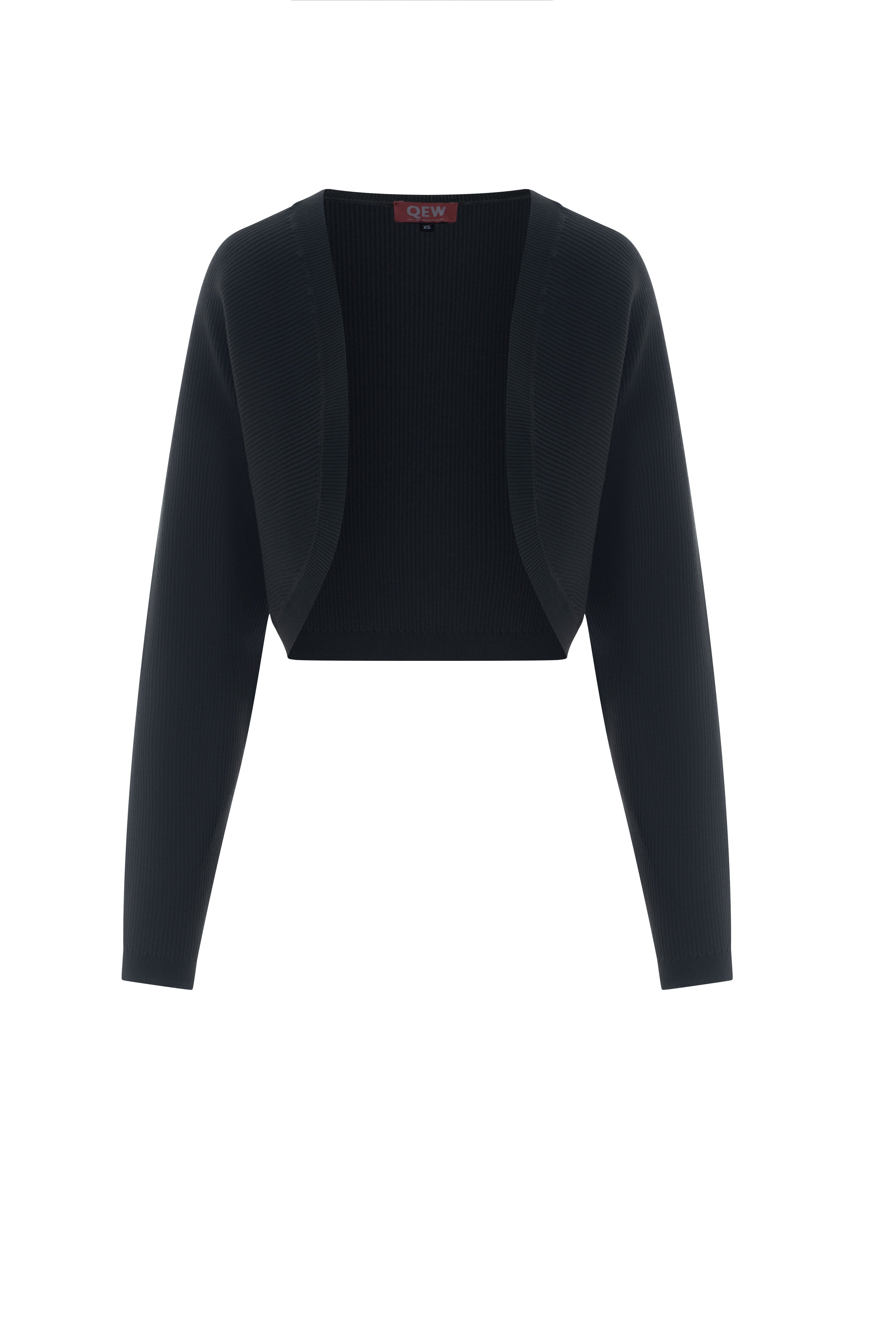 Cropped Knit Open Bolero in Dark Olive by QEW