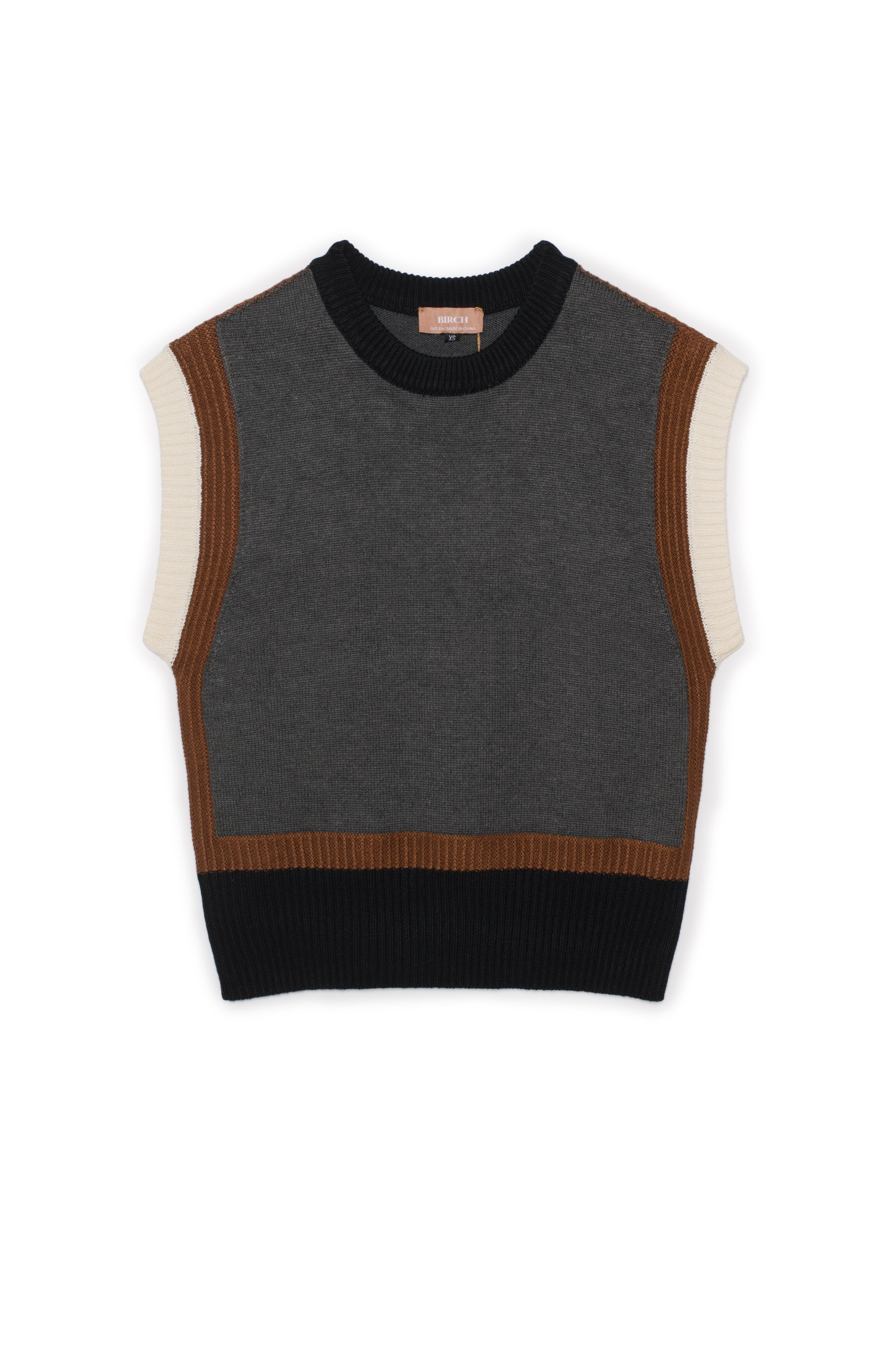 Color Blocked Knit Vest in Dark Grey Mix by Birch