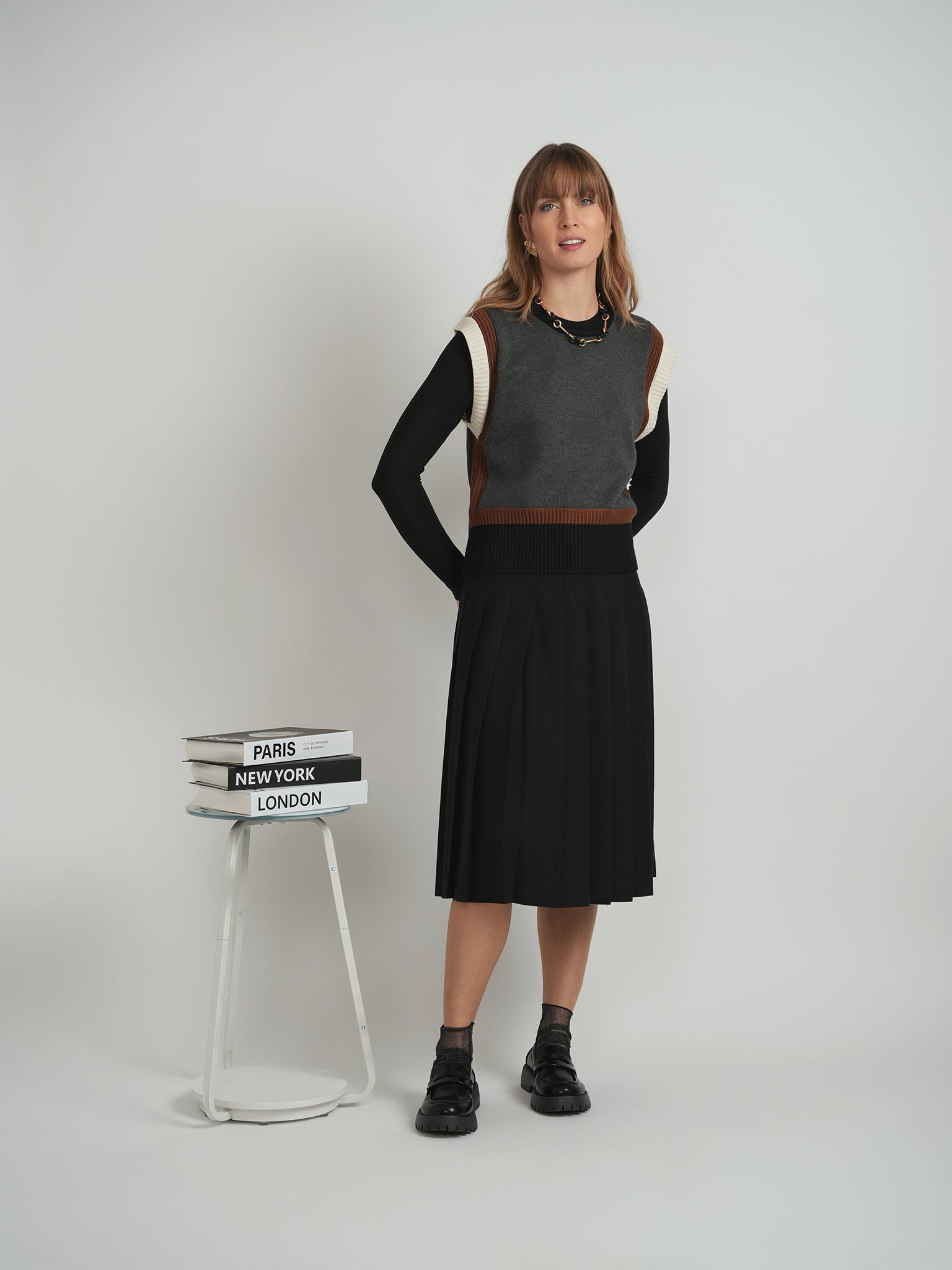 Color Blocked Knit Vest in by Birch