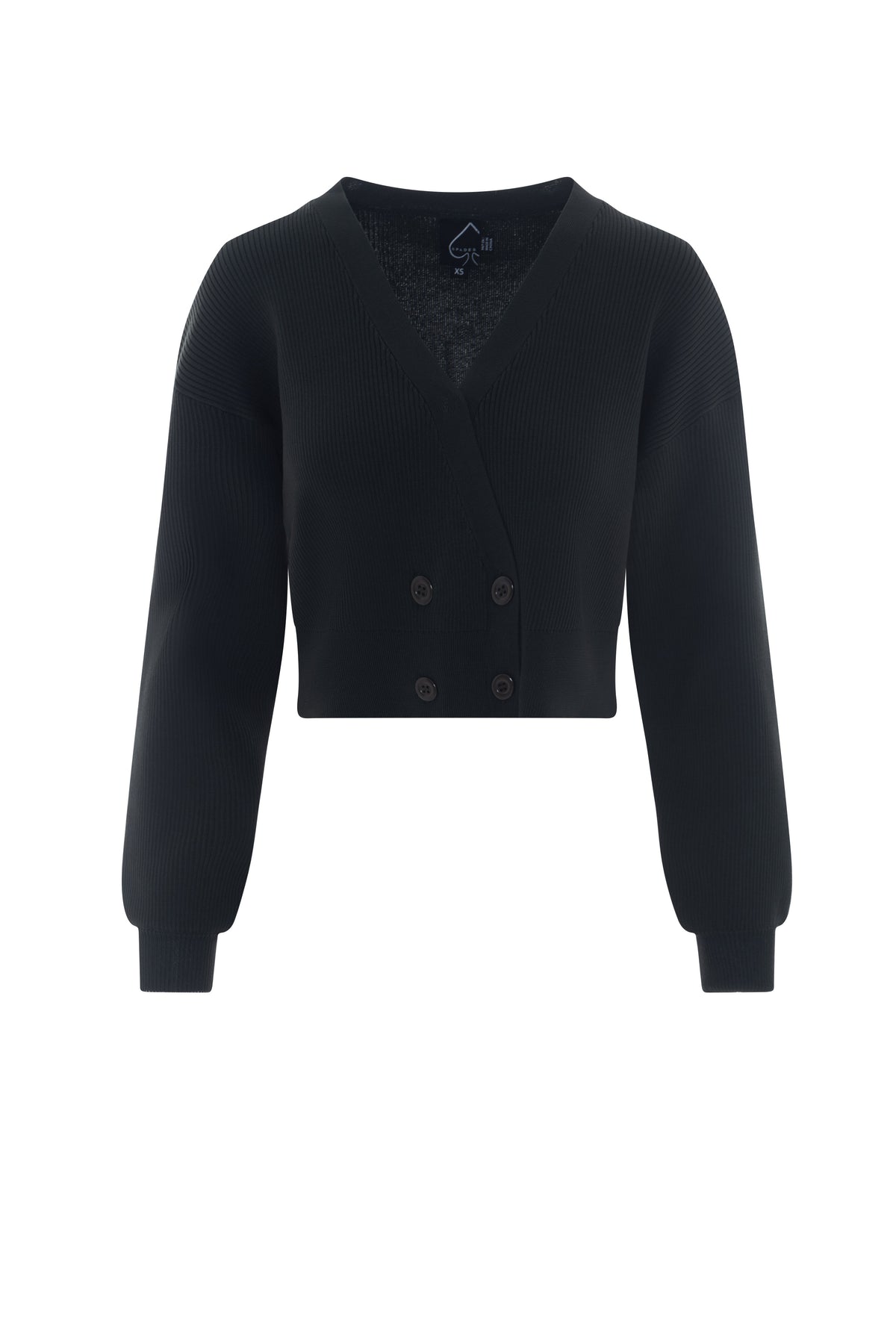 Double Breasted Cropped Knit Cardigan in Dark Olive by Spades