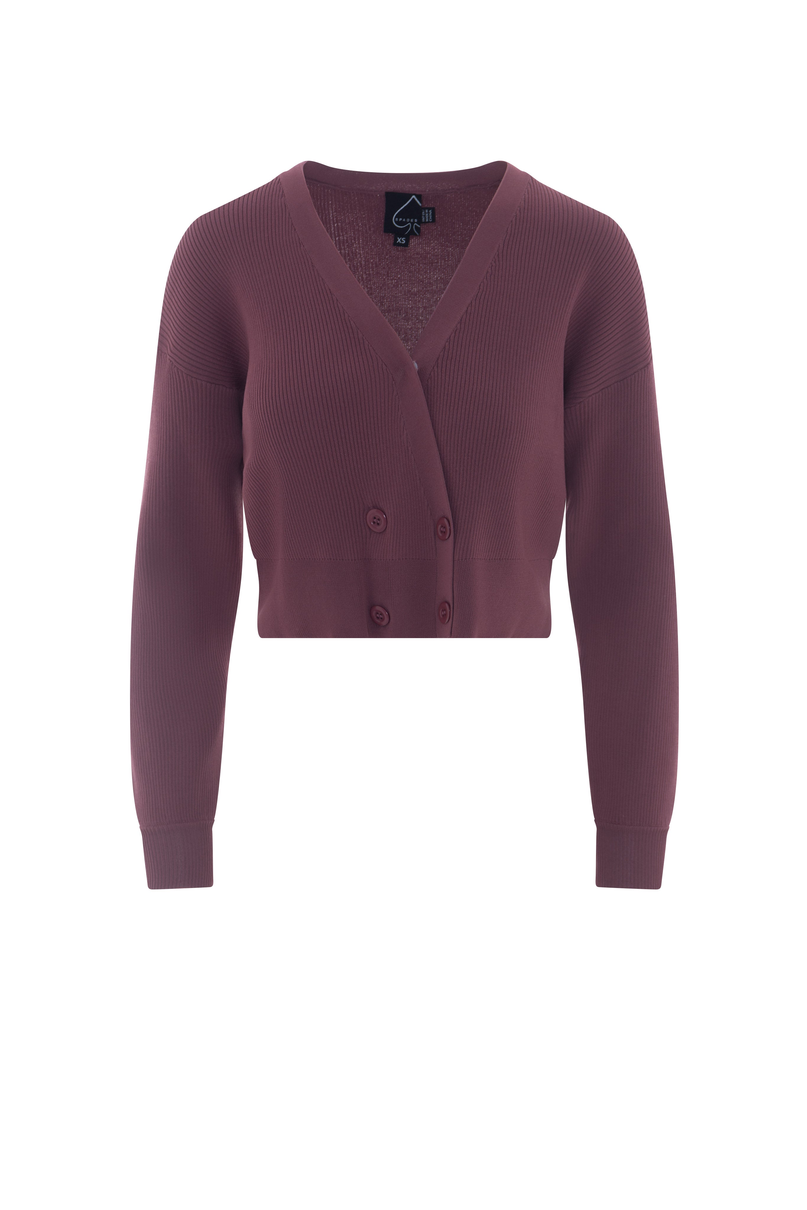 Double Breasted Cropped Knit Cardigan in Light Champagne by Spades