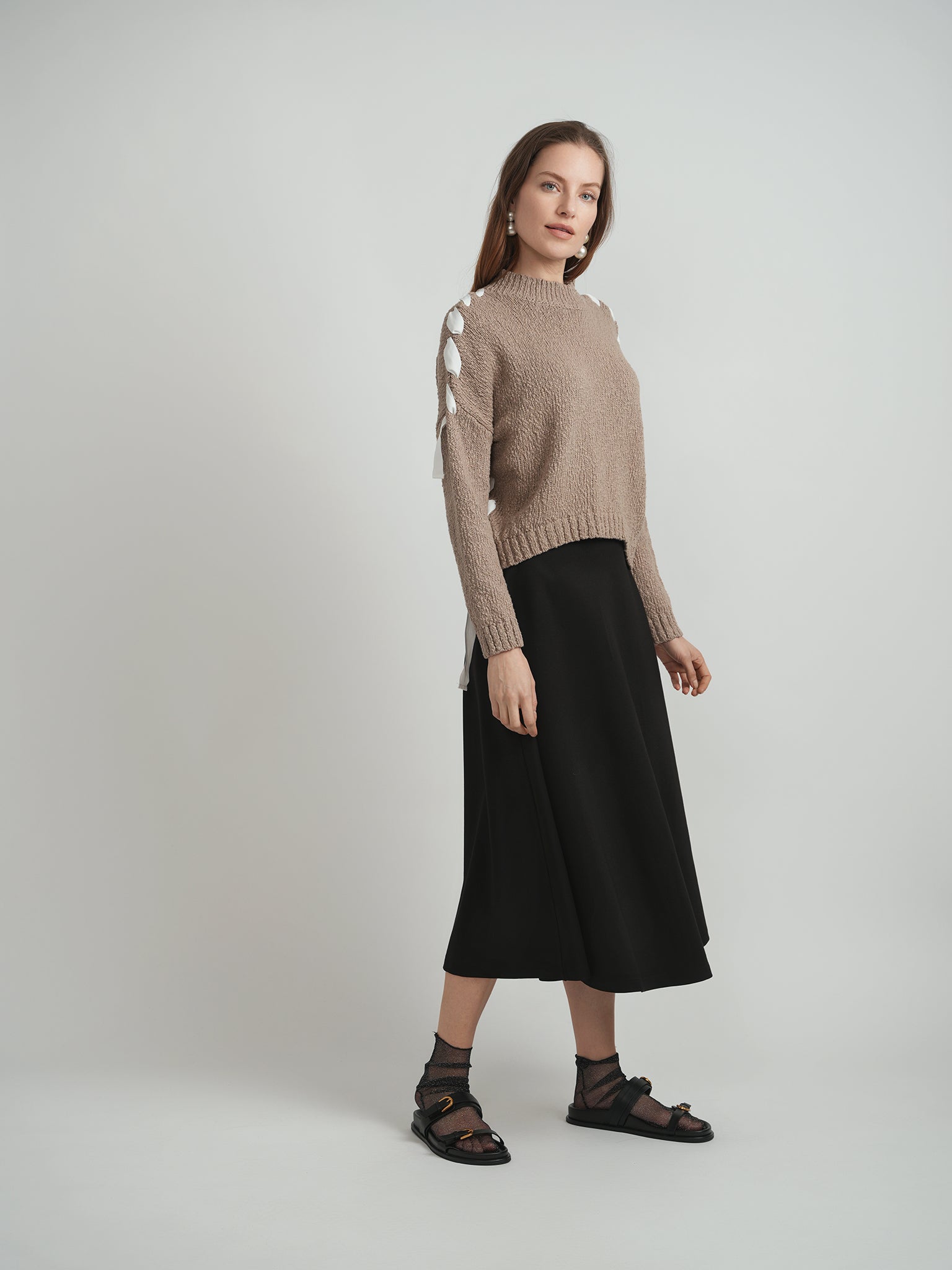 Mock Neck Ribbon Sweater in by Faves