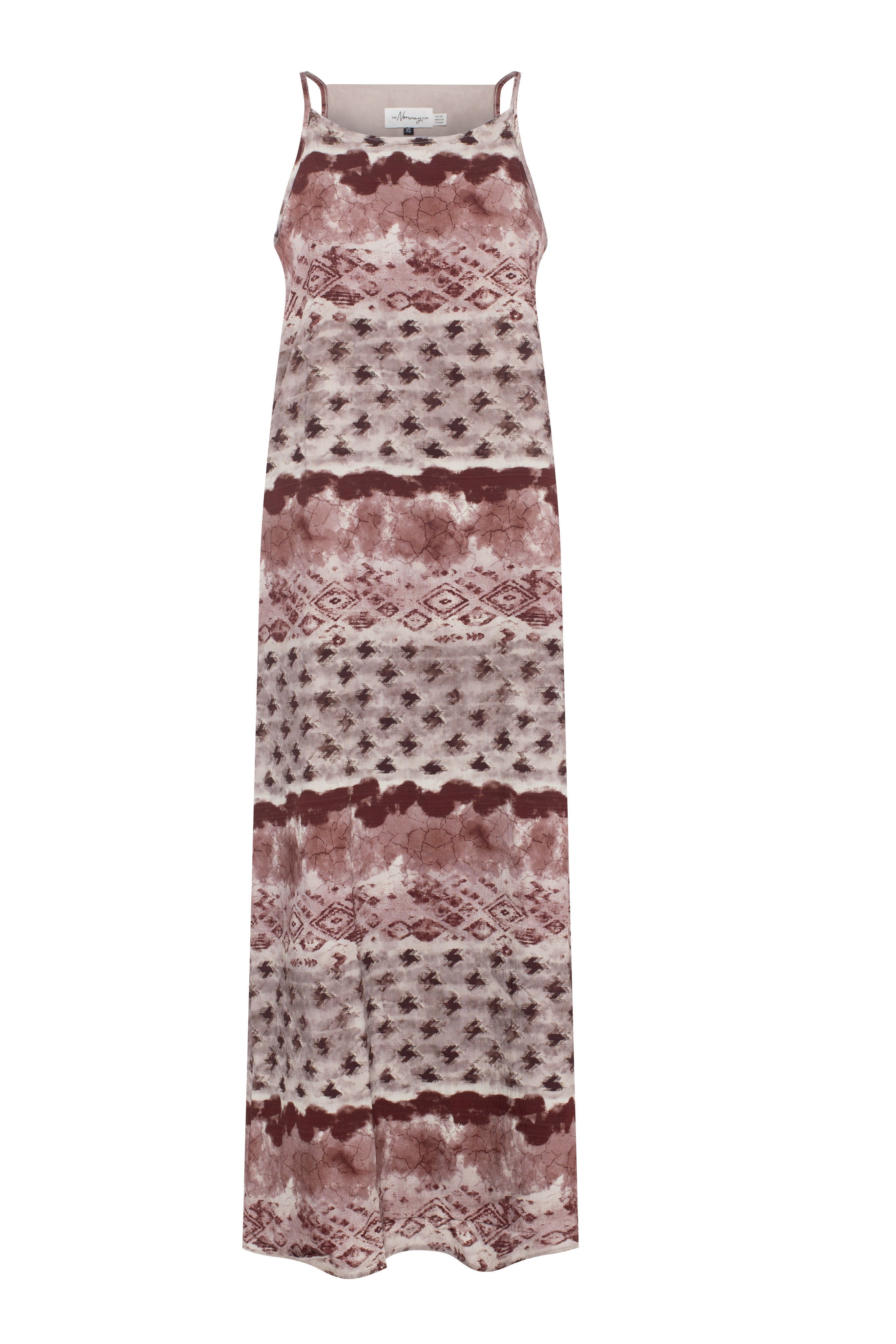 Printed Linen Maxi Jumper in Wine by The Norway Club